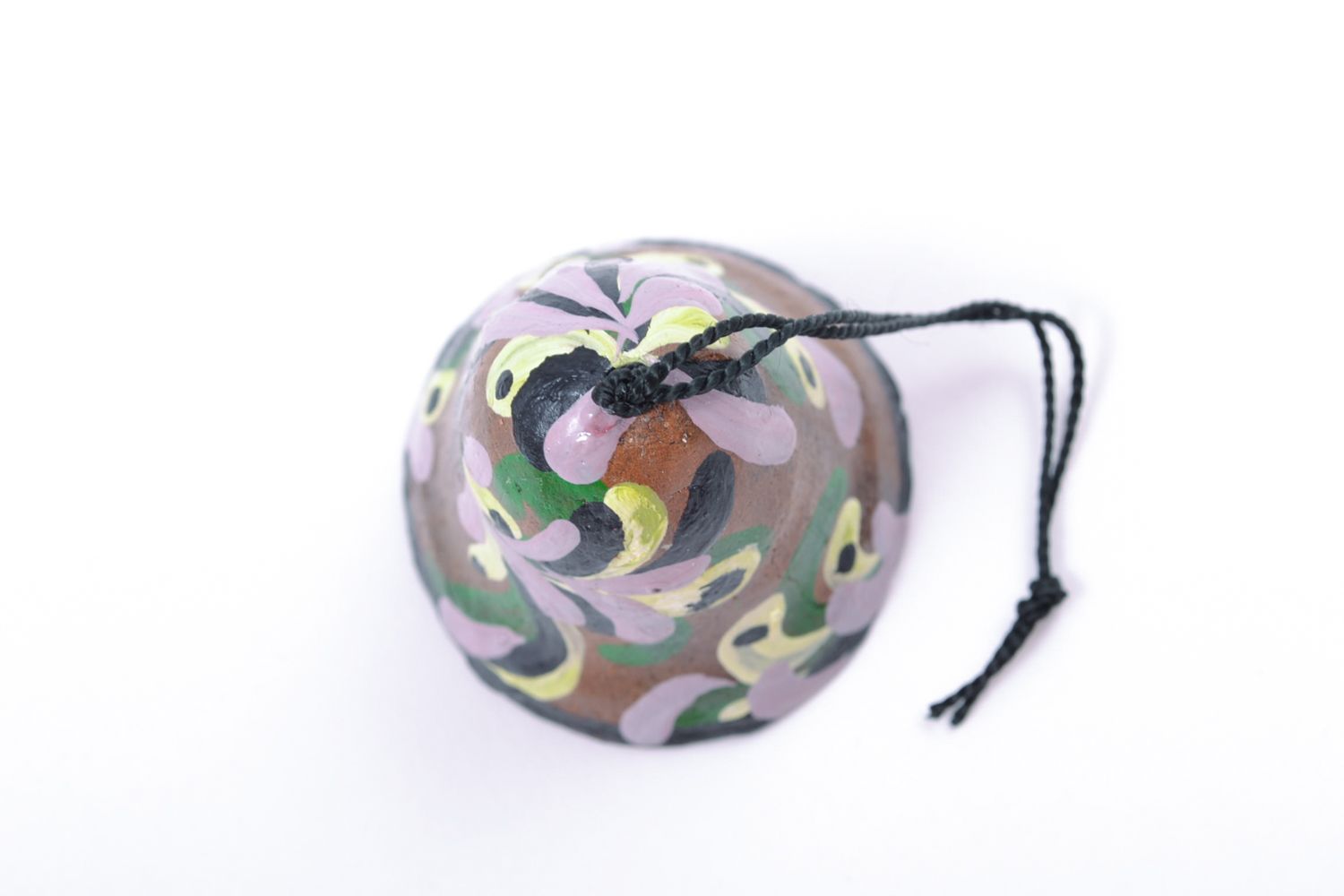 Petite cloche en terre cuite multiflore à motif couleurs acryliques faite main photo 3