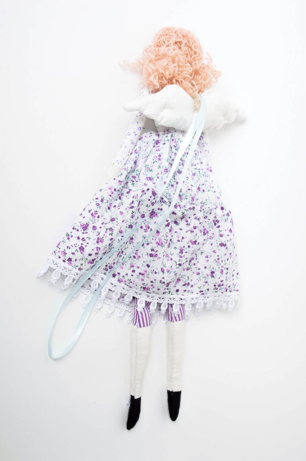 Stoff Puppe handgefertigt Designer Puppe Kinderzimmer Deko im Blumen Kleid  foto 6