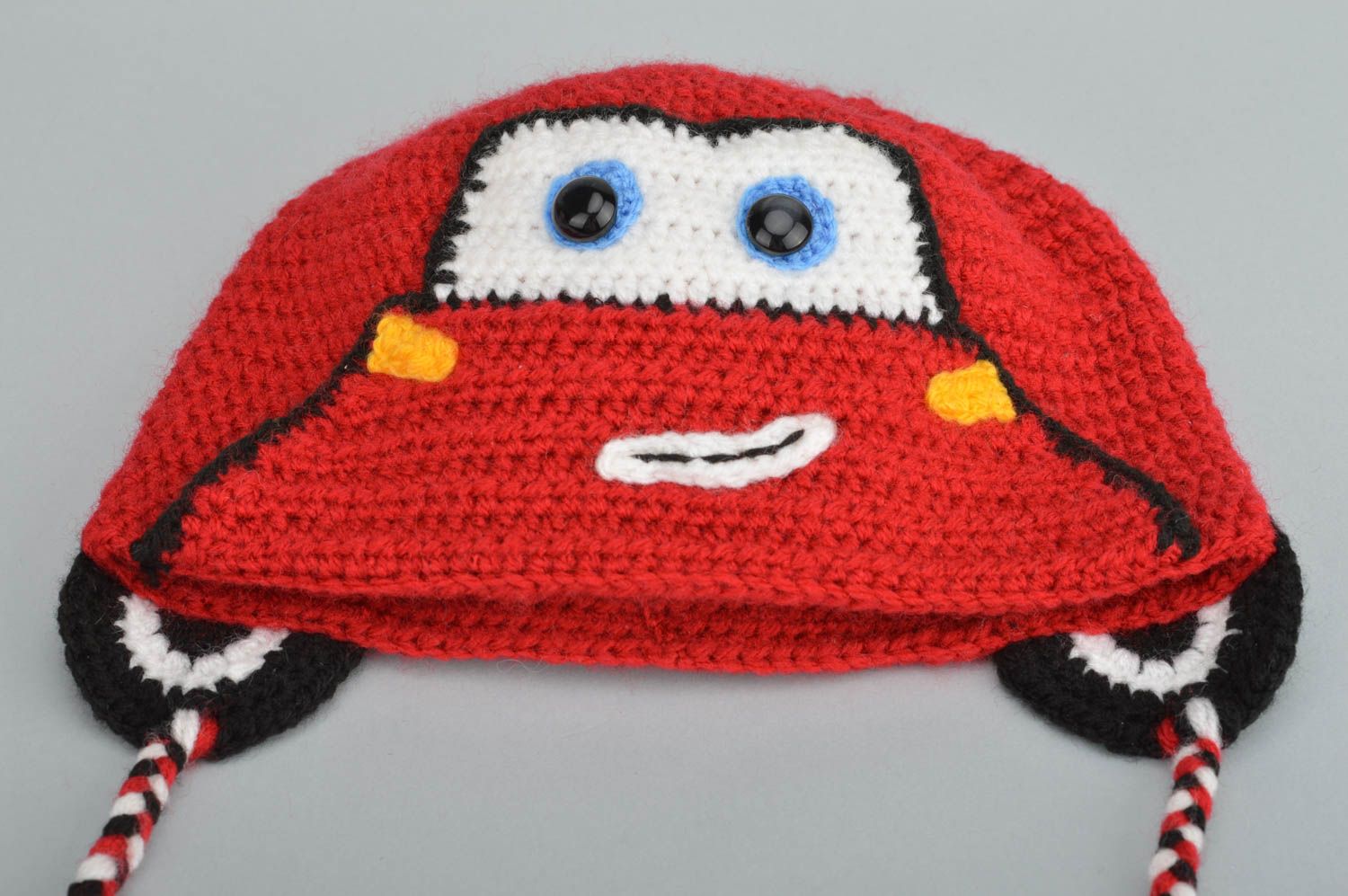 Warm unusual cap handmade accessory for kids crocheted woolen cap for boys photo 2