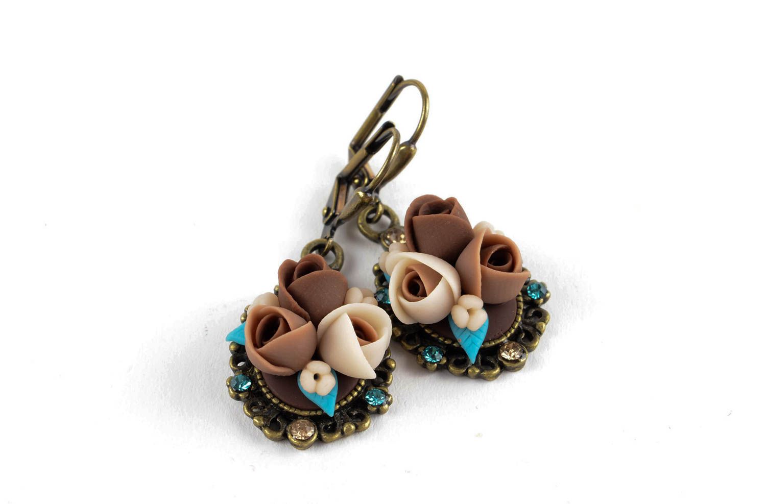 Plastic earrings flower earrings molded earrings with charms handmade goods photo 1
