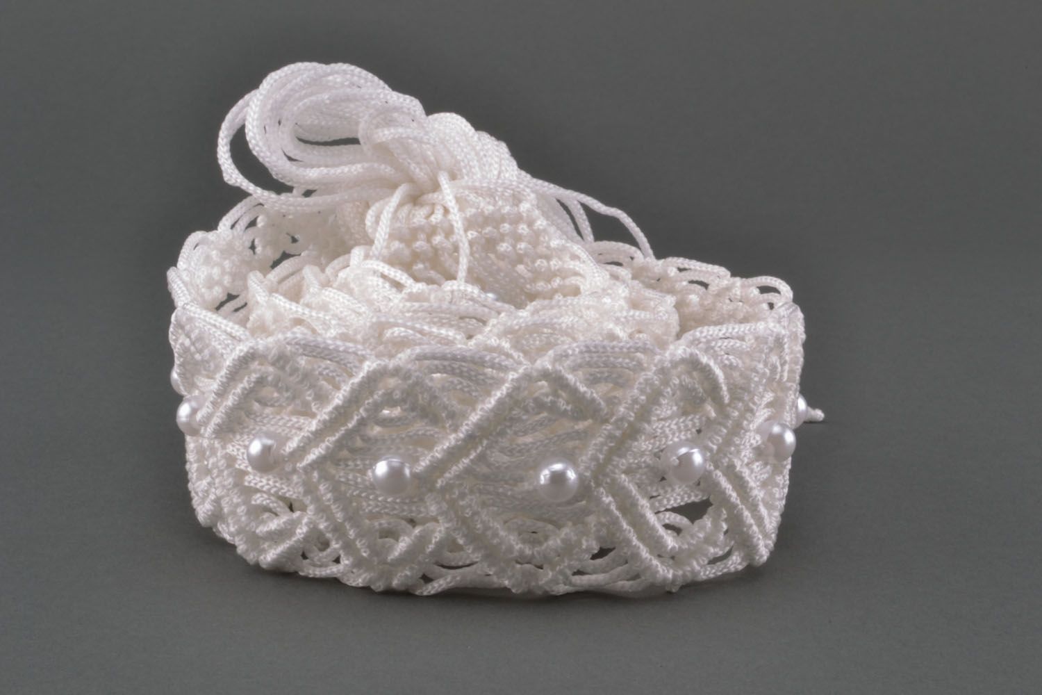 Cintura da donna intrecciata fatta a mano cinghia di fili bianchi accessori  foto 3