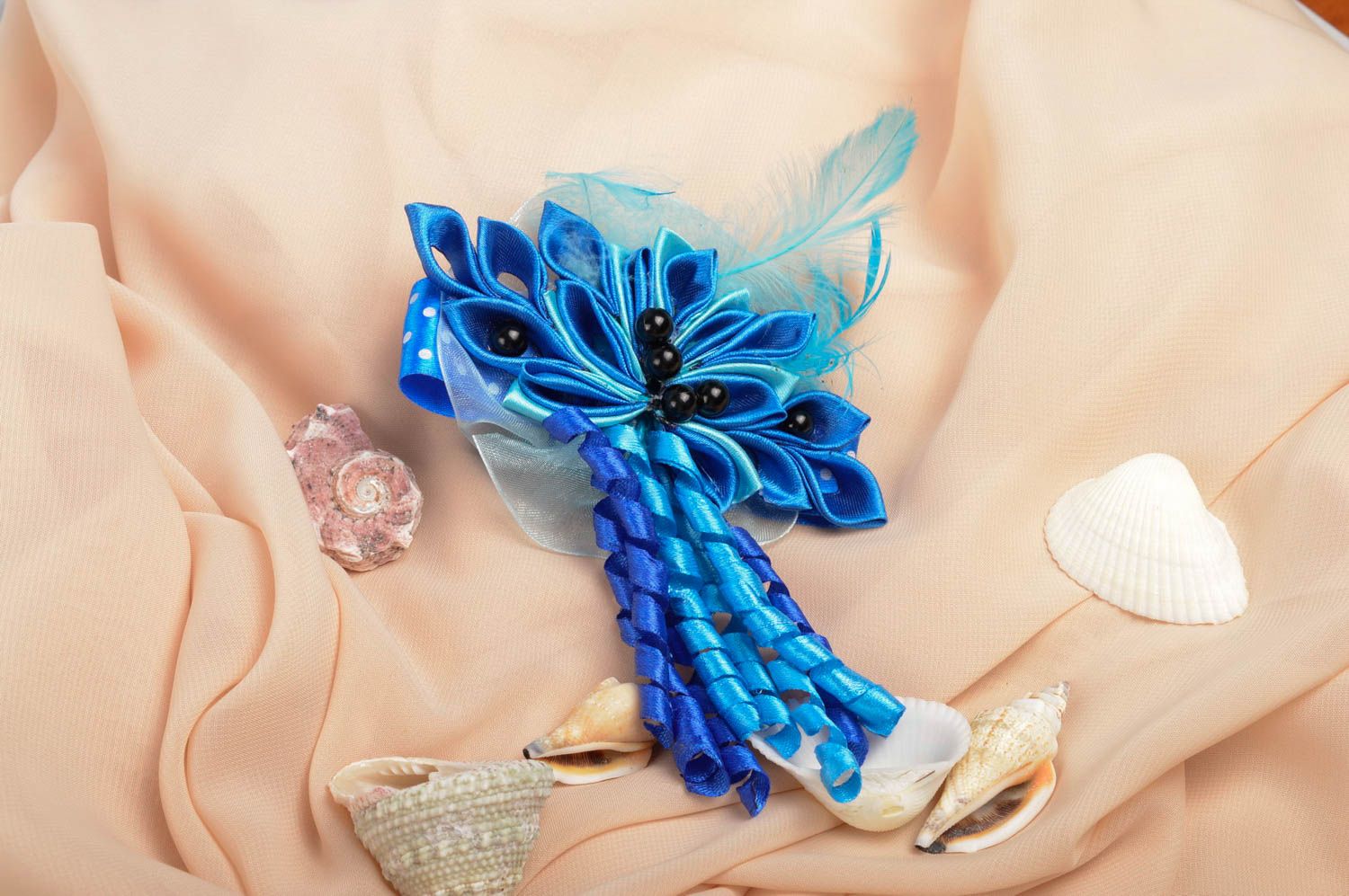 Handmade Schmuck blauer Blumen Haargummi schöner Mädchen Haarschmuck stilvoll foto 1