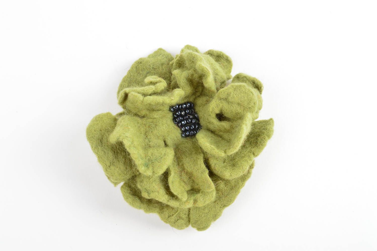 Broche verte Bijou fait main laine feutrée Accessoire femme design de créateur photo 3