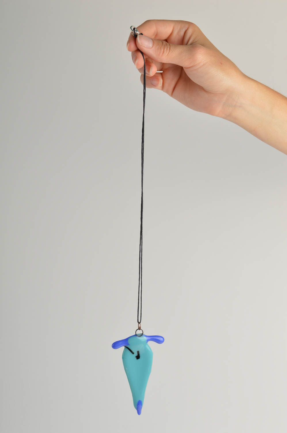 Stylish handmade glass pendant neck pendant on cord accessories for girls photo 2