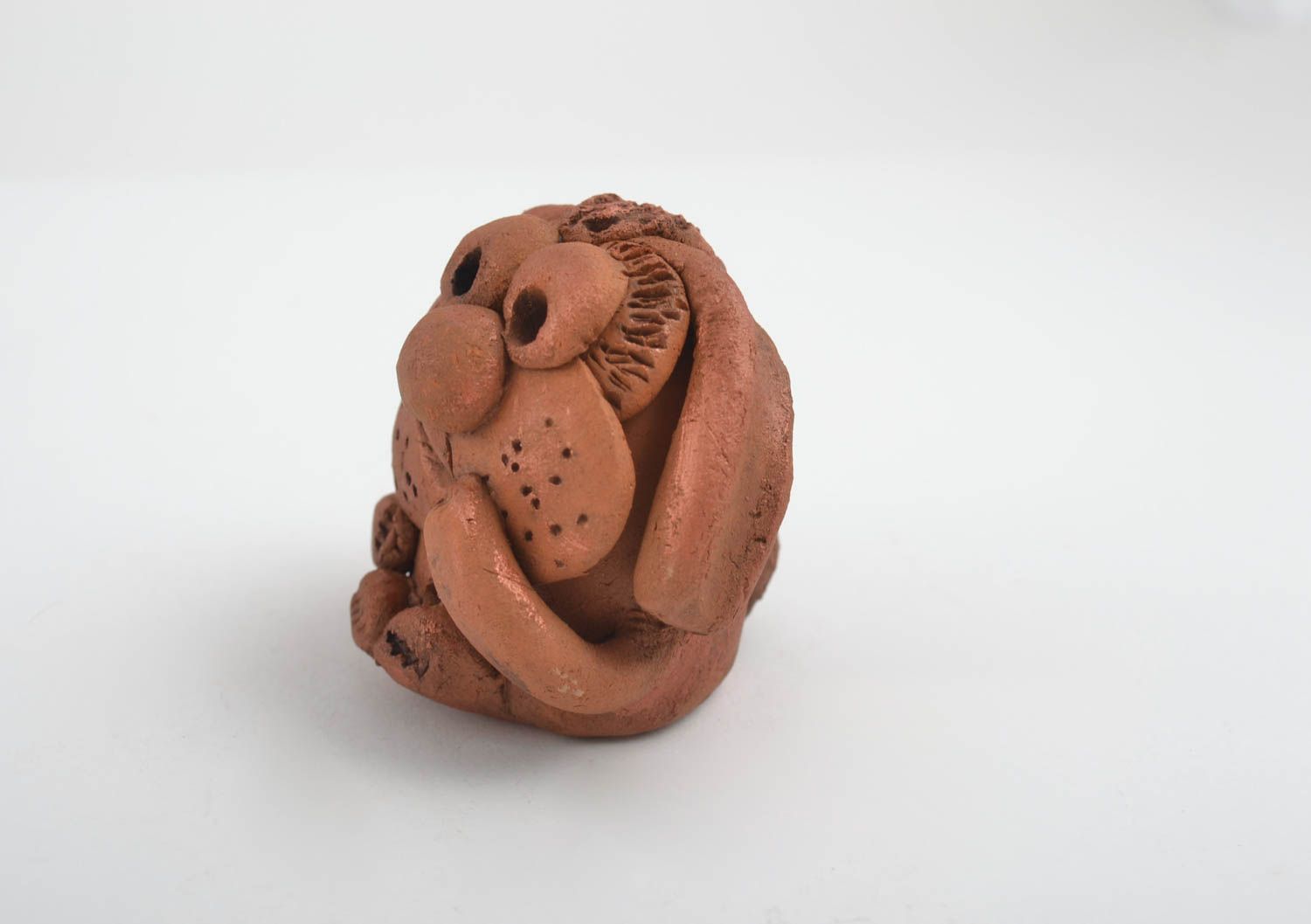 Статуэтка глиняная скульптура ручной работы фигурка животного забавная фото 3