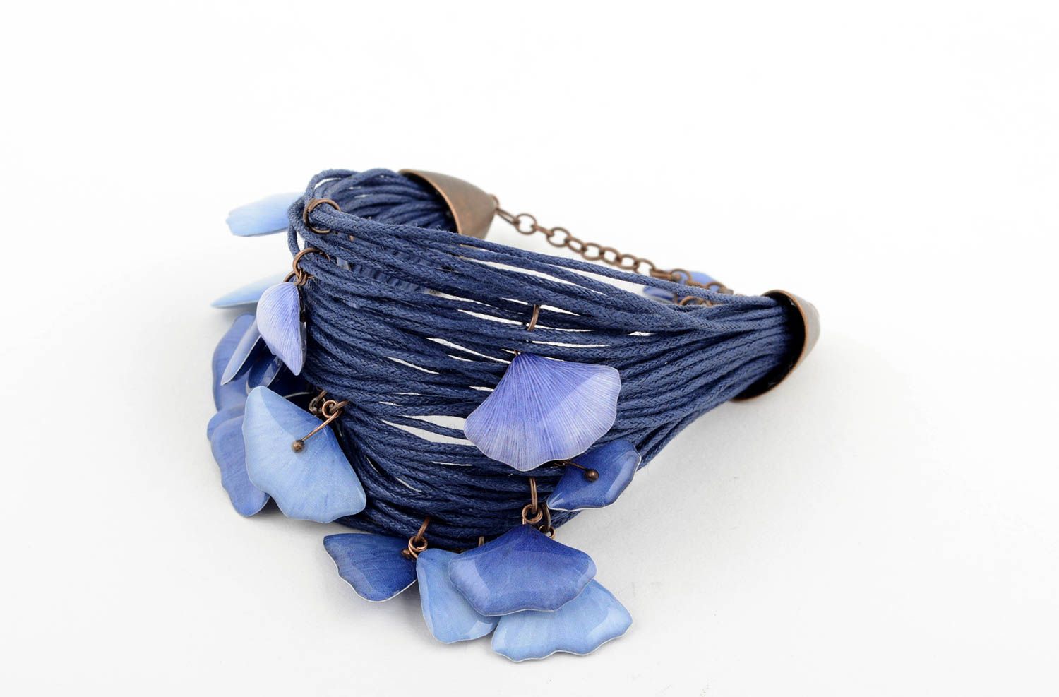 Handmade Designer Schmuck Damen Armband Frauen Accessoire blau stilvoll breit foto 2
