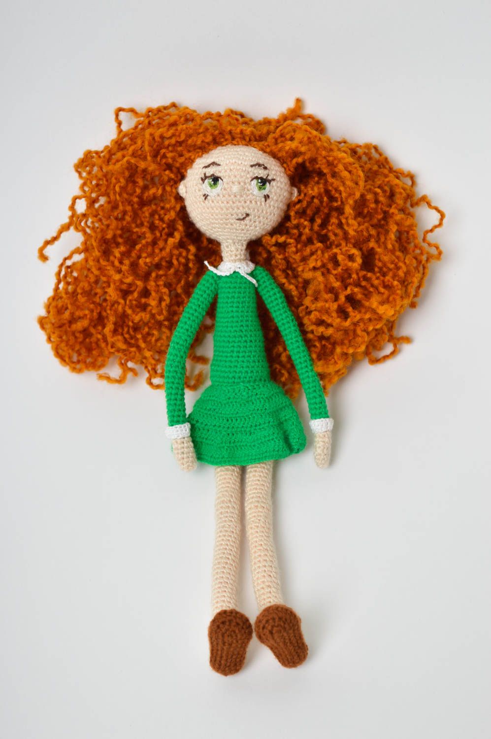 Кукла ручной работы кукла из ткани мягкая кукла красивая в зеленом платье фото 3