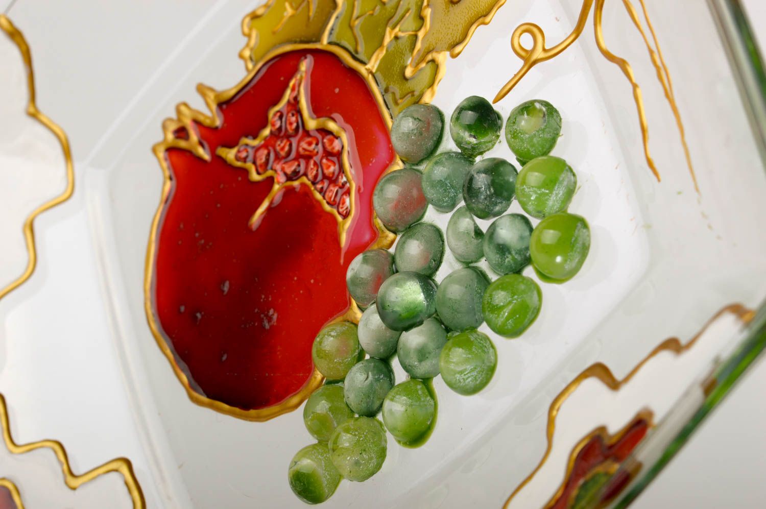 Стеклянная тарелка ручной работы декор для дома красивая тарелка витражная яркая фото 4