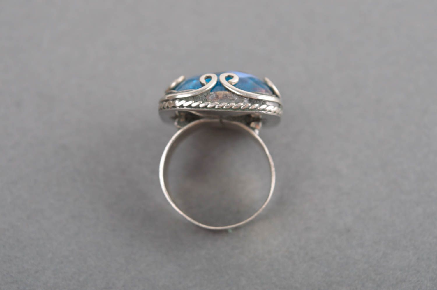 Handmade elegant stylish ring unusual metal ring massive female ring gift photo 5