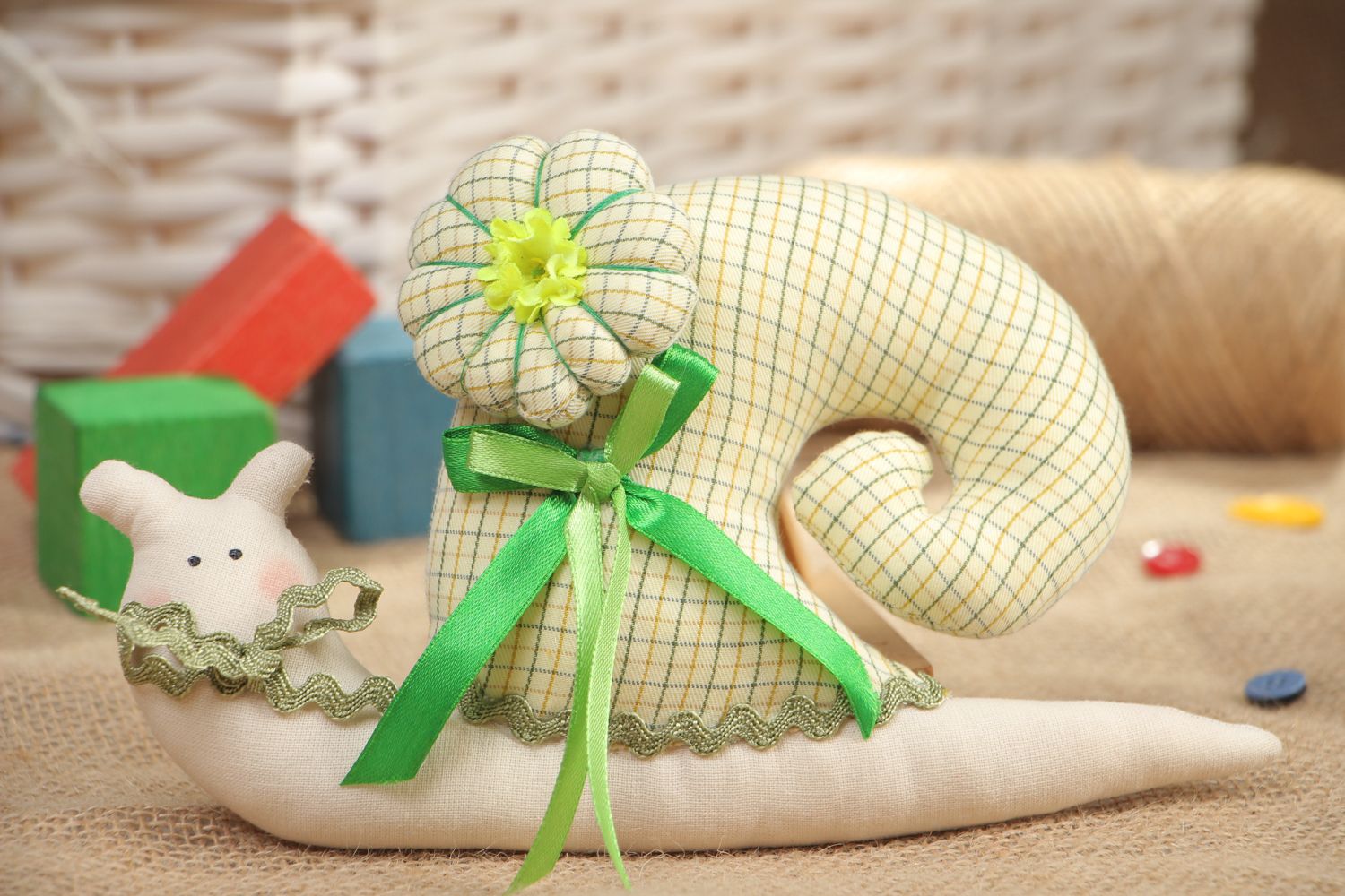 Natural fabric designer soft toy snail photo 5