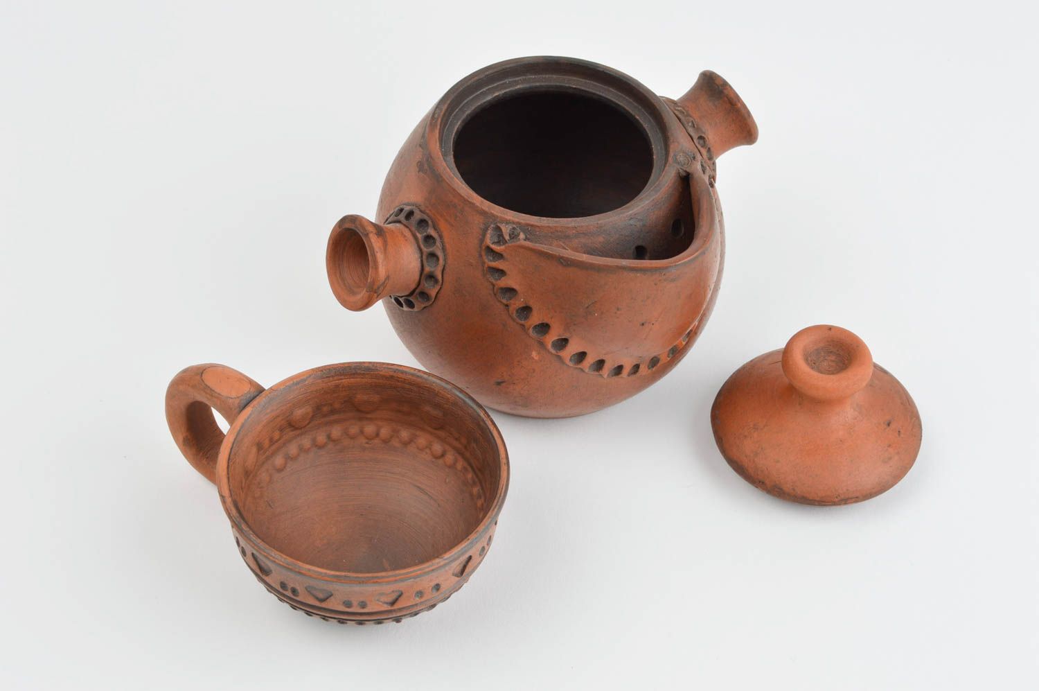 Tetera de cerámica hecha a mano y tazas para té vajilla moderna ecológica foto 2