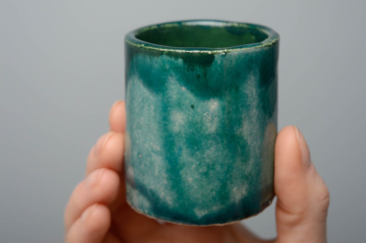 Ceramic shot glass coated with glaze 70 ml photo 2