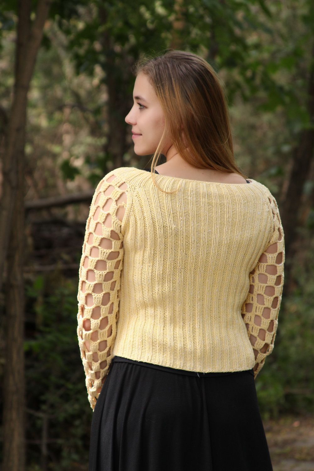 Knitted and crocheted cotton jumper photo 3
