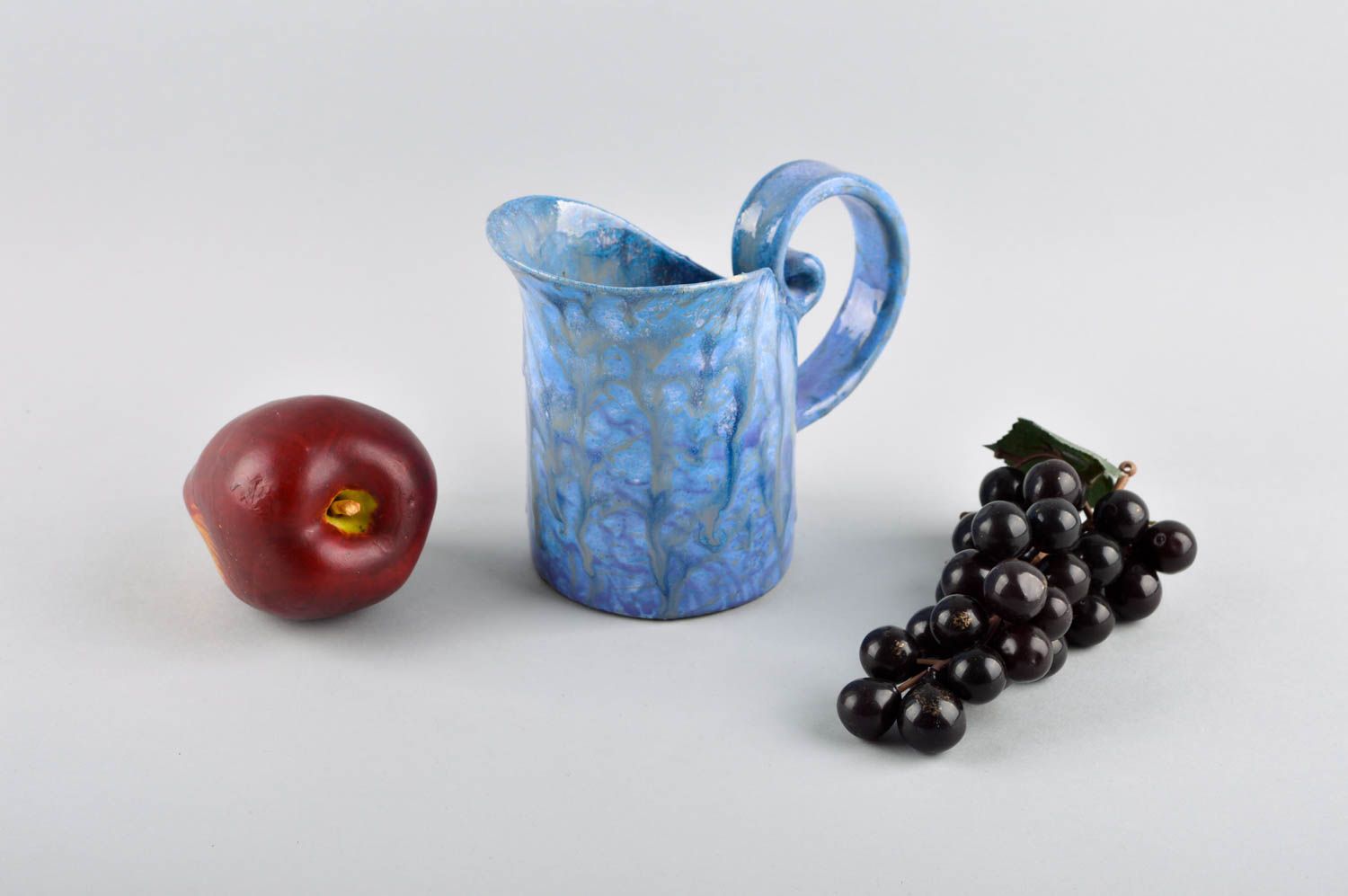 Cruche à l'eau fait main Vaisselle céramique bleue Déco de table 30 cl photo 1