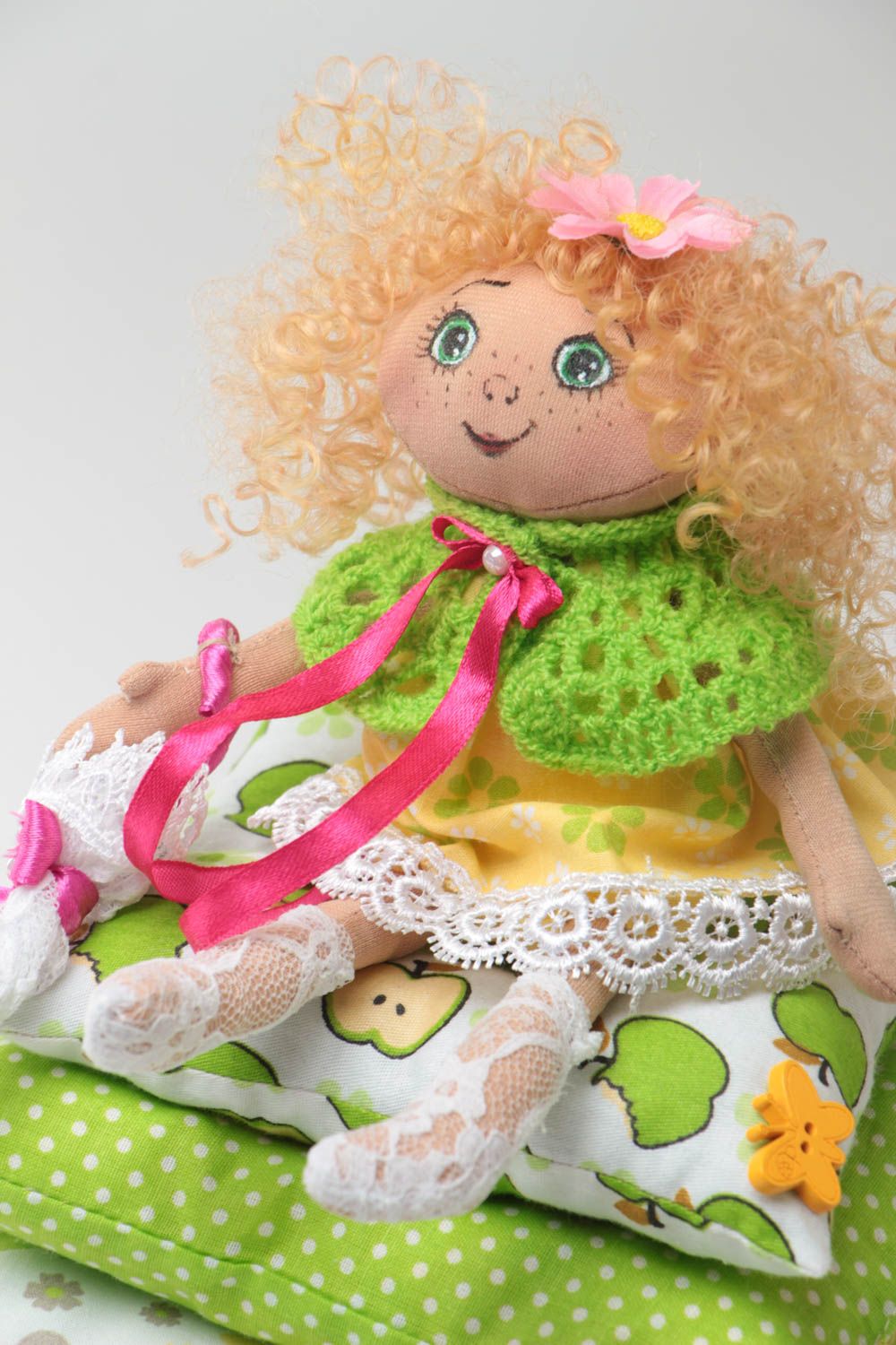 Handmade children's fabric soft toy beautiful doll Princess and the Pea photo 3