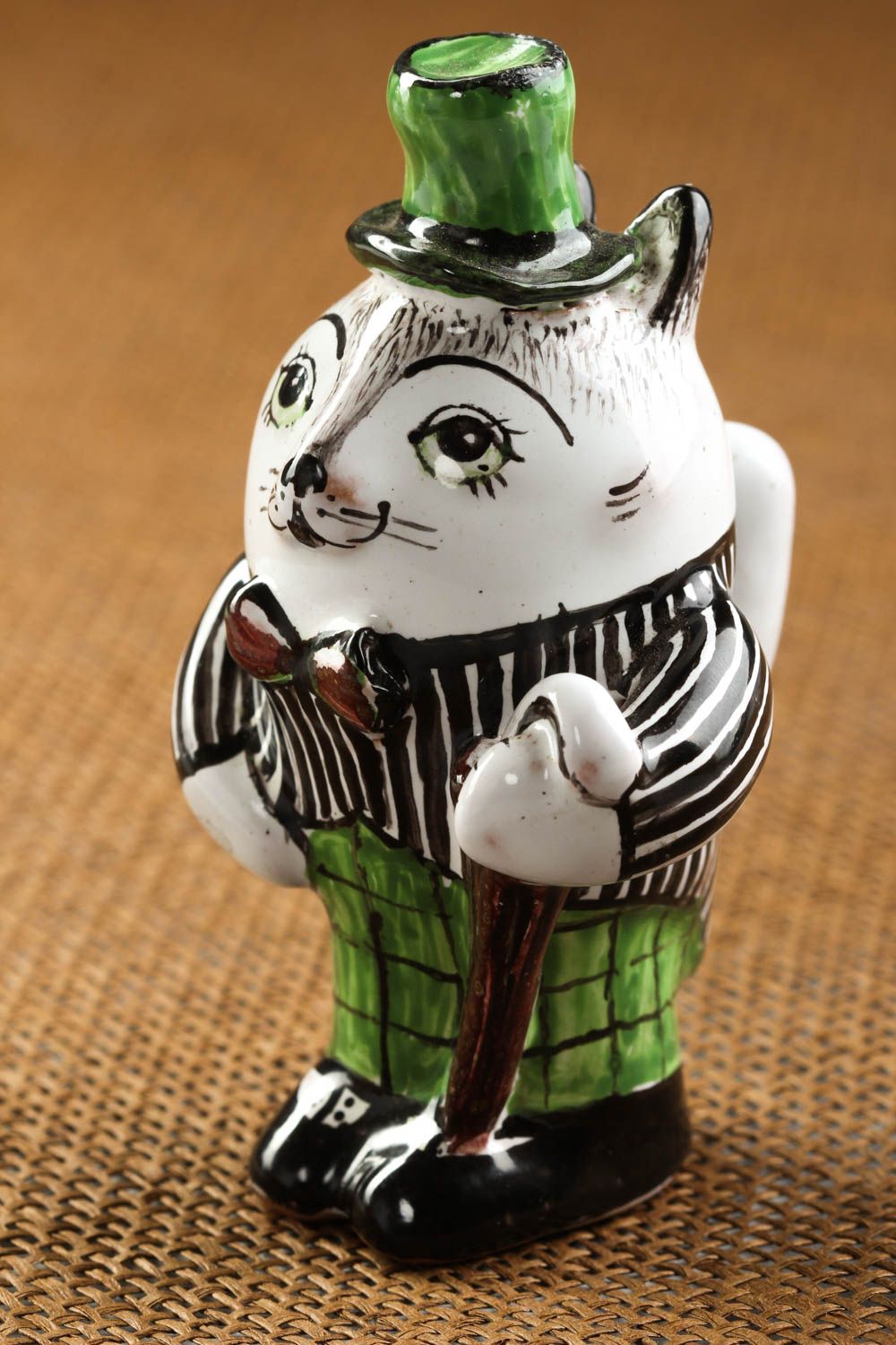 Фигурка из глины ручной работы статуэтка животного кота статуэтка для декора фото 1