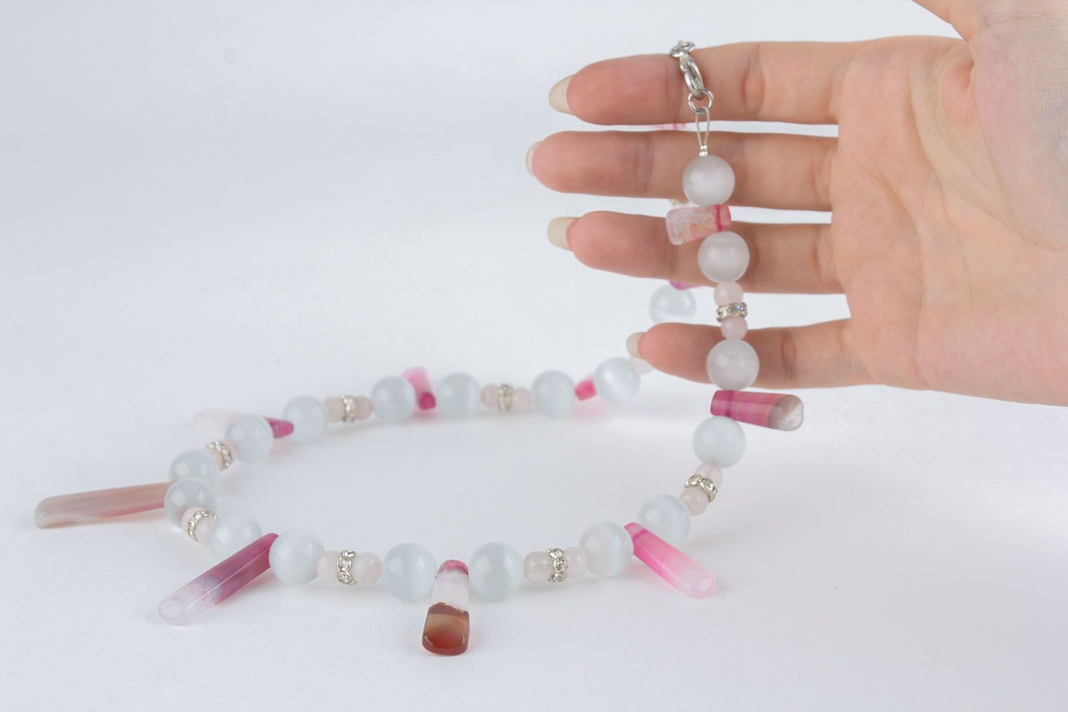 Beautiful necklace made of natural stones photo 5