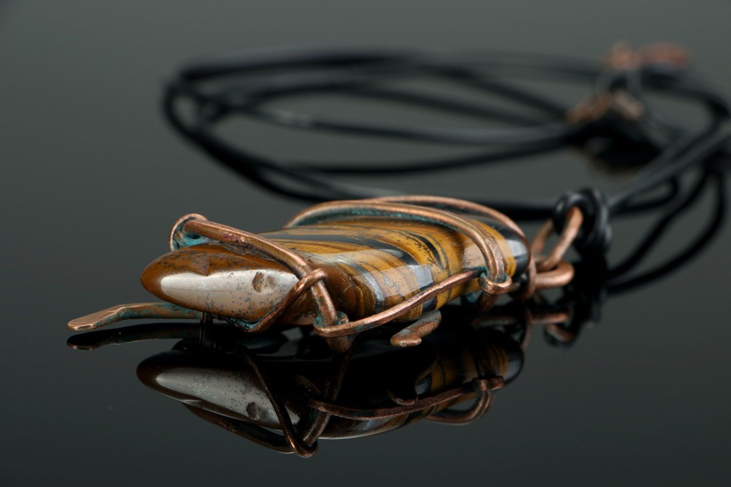 Copper Pendant with Tigers's eye stone photo 3