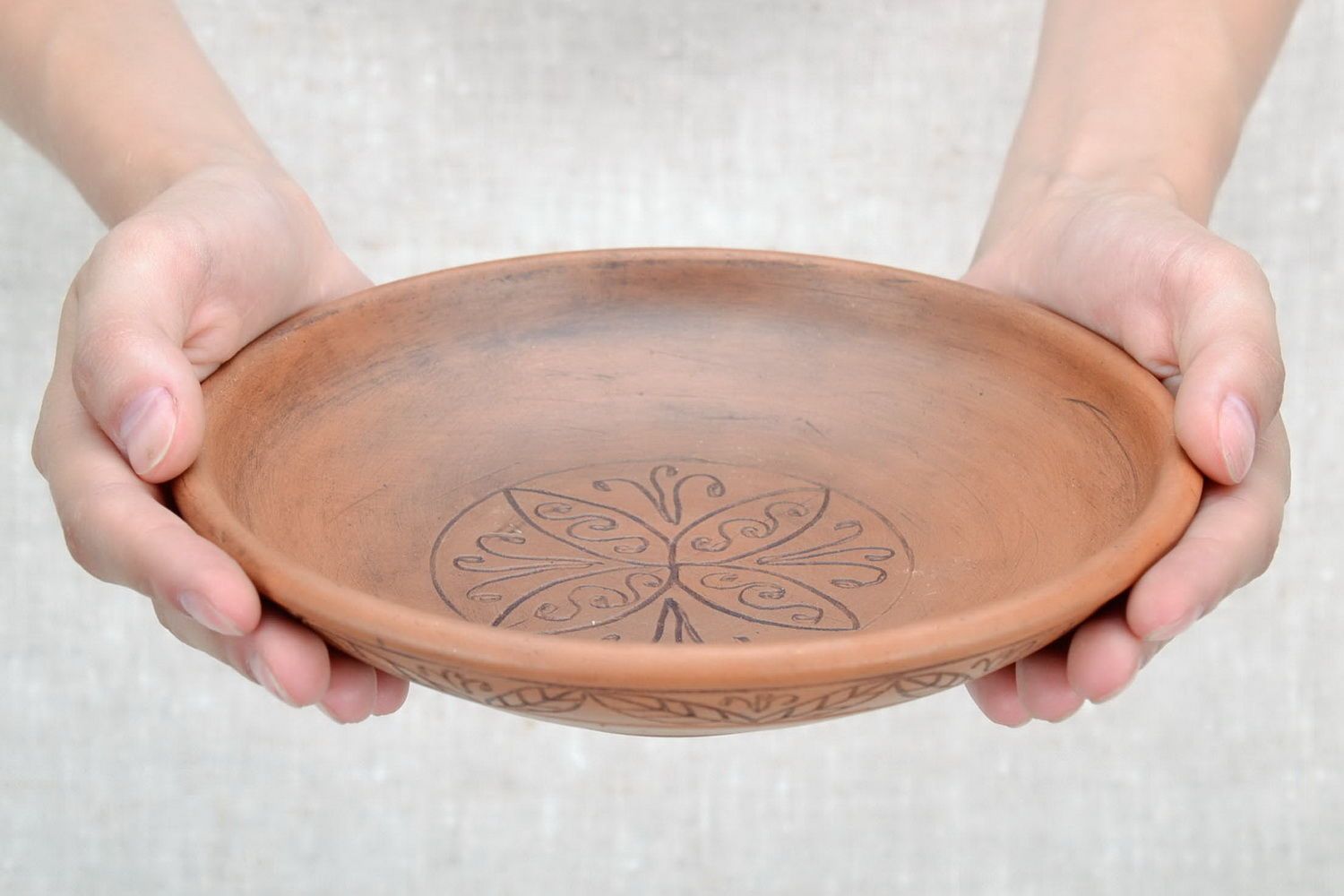Clay bowl with ornament photo 5