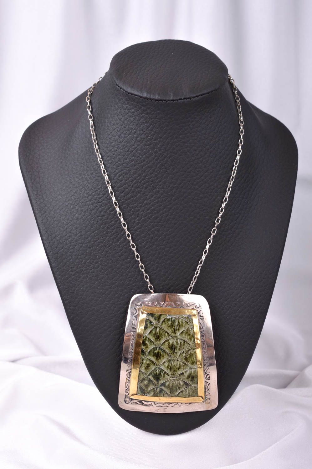 Designer pendant unusual gift for women metal accessory brass jewelry photo 2