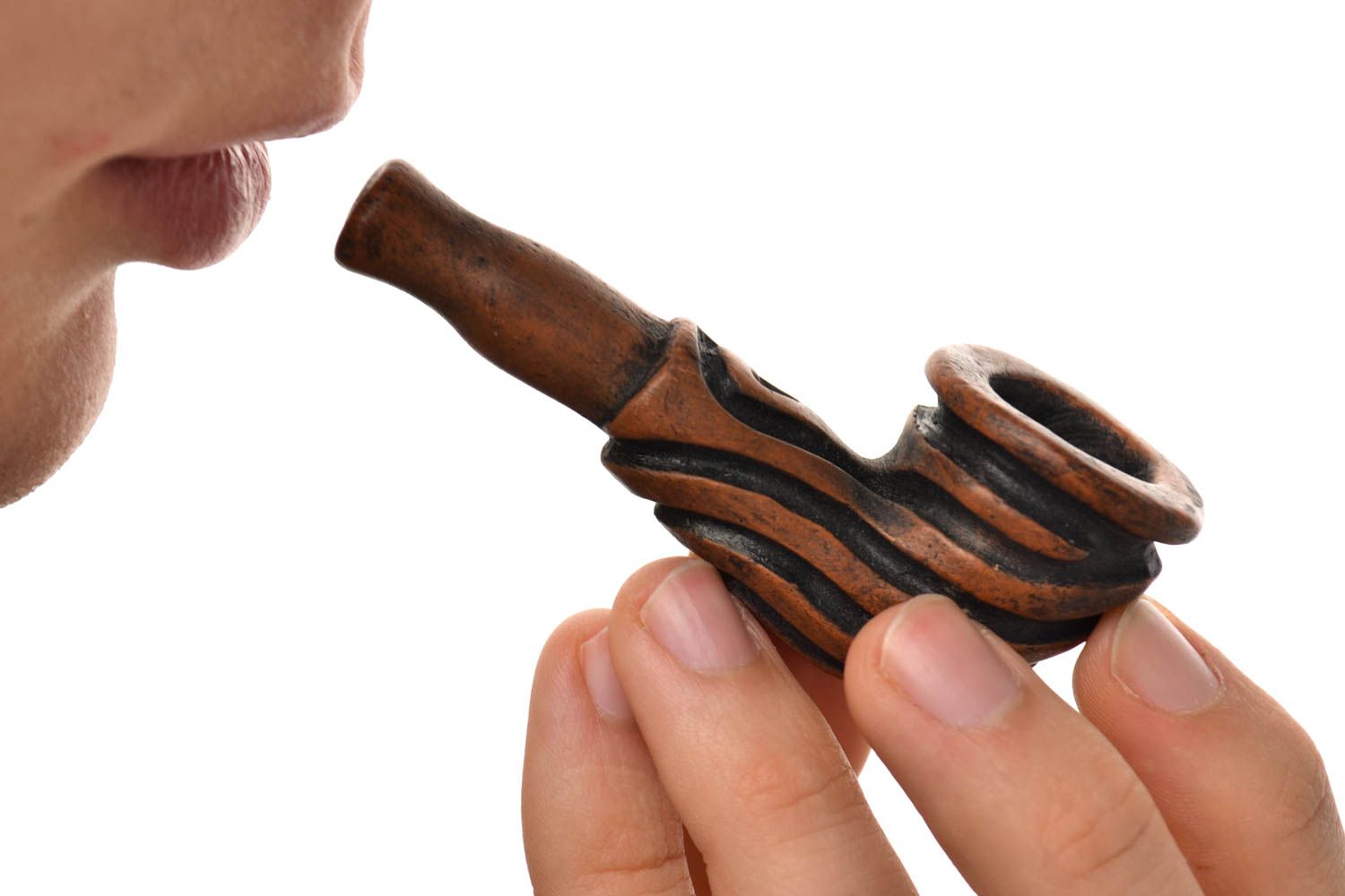 Smoking clay accessory handmade smoking pipe unusual pipe designer gift for men photo 1