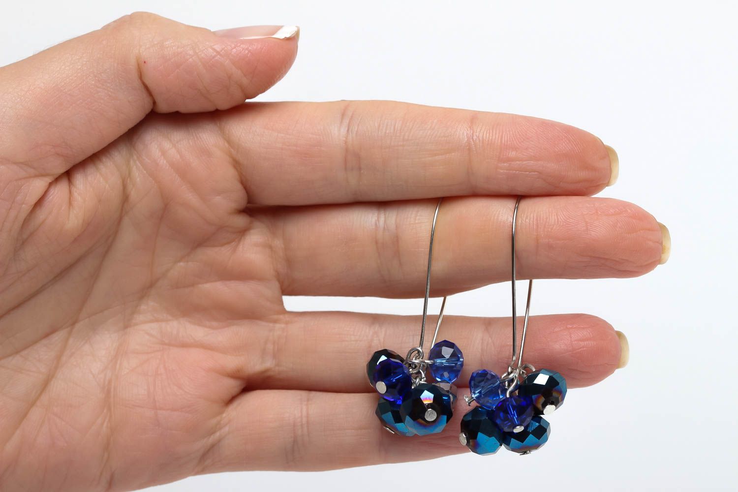 Handmade lange Ohrringe Juwelier Modeschmuck Geschenk für Frauen mit Kristallen foto 5