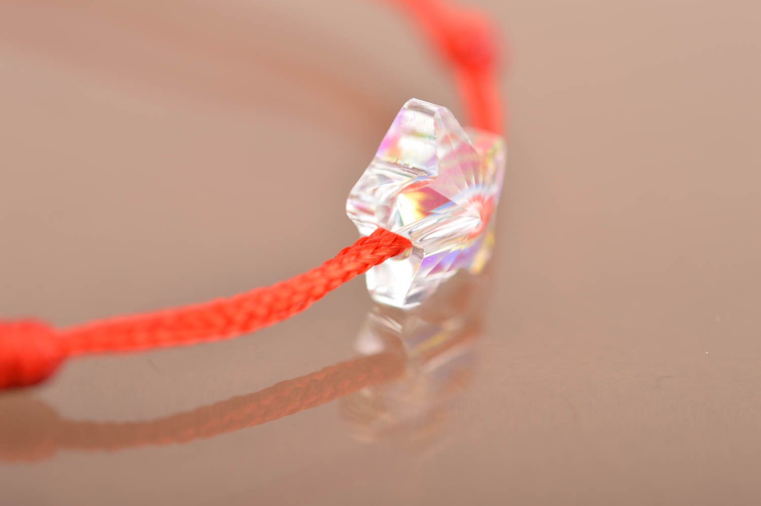 Bracelet en fils de soie fait main avec cristal étoile bijou d'été orange photo 4