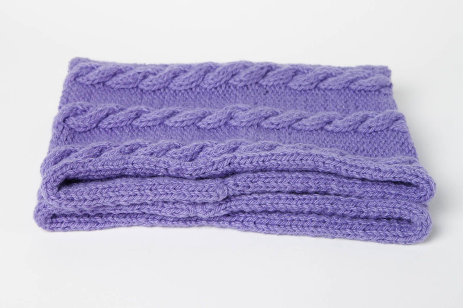 Violetter Damen Schlauchschal handmade Winter Accessoires Schal aus Wolle foto 4