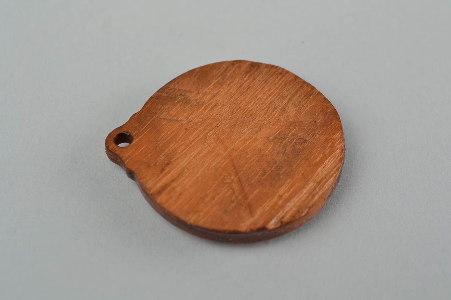 Pendentif rond en bois d'acacia fait main original amulette Force Spirituelle photo 5