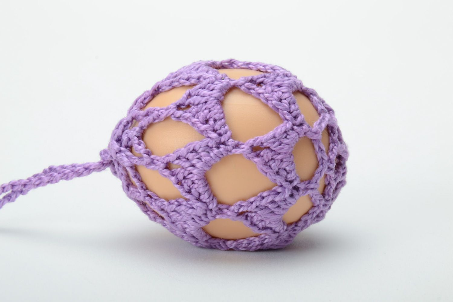 Homemade lilac interior pendant Easter egg woven over with threads photo 4