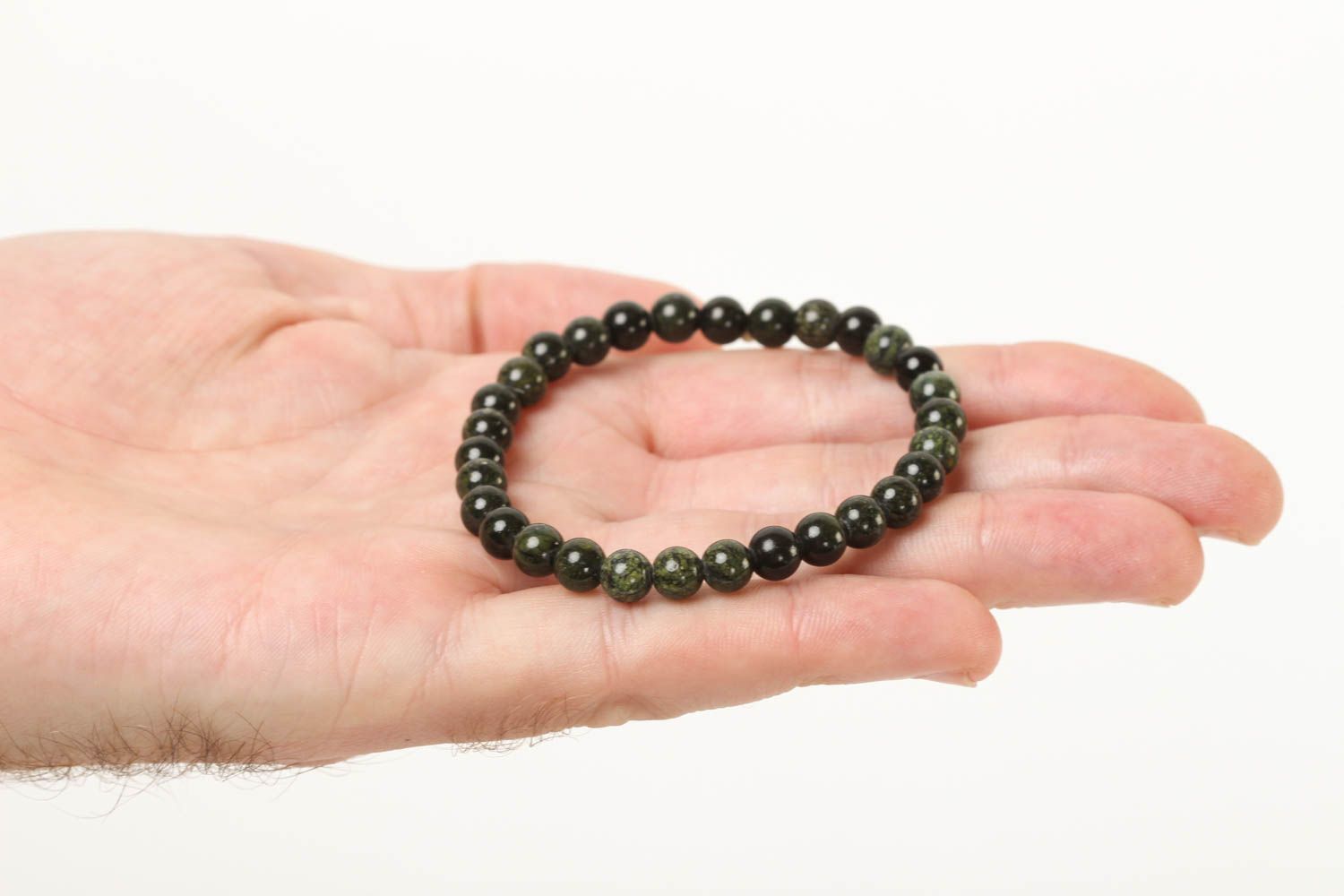 Bracelet pierre naturelle Bijou fait main vert foncé-noir Cadeau femme photo 5