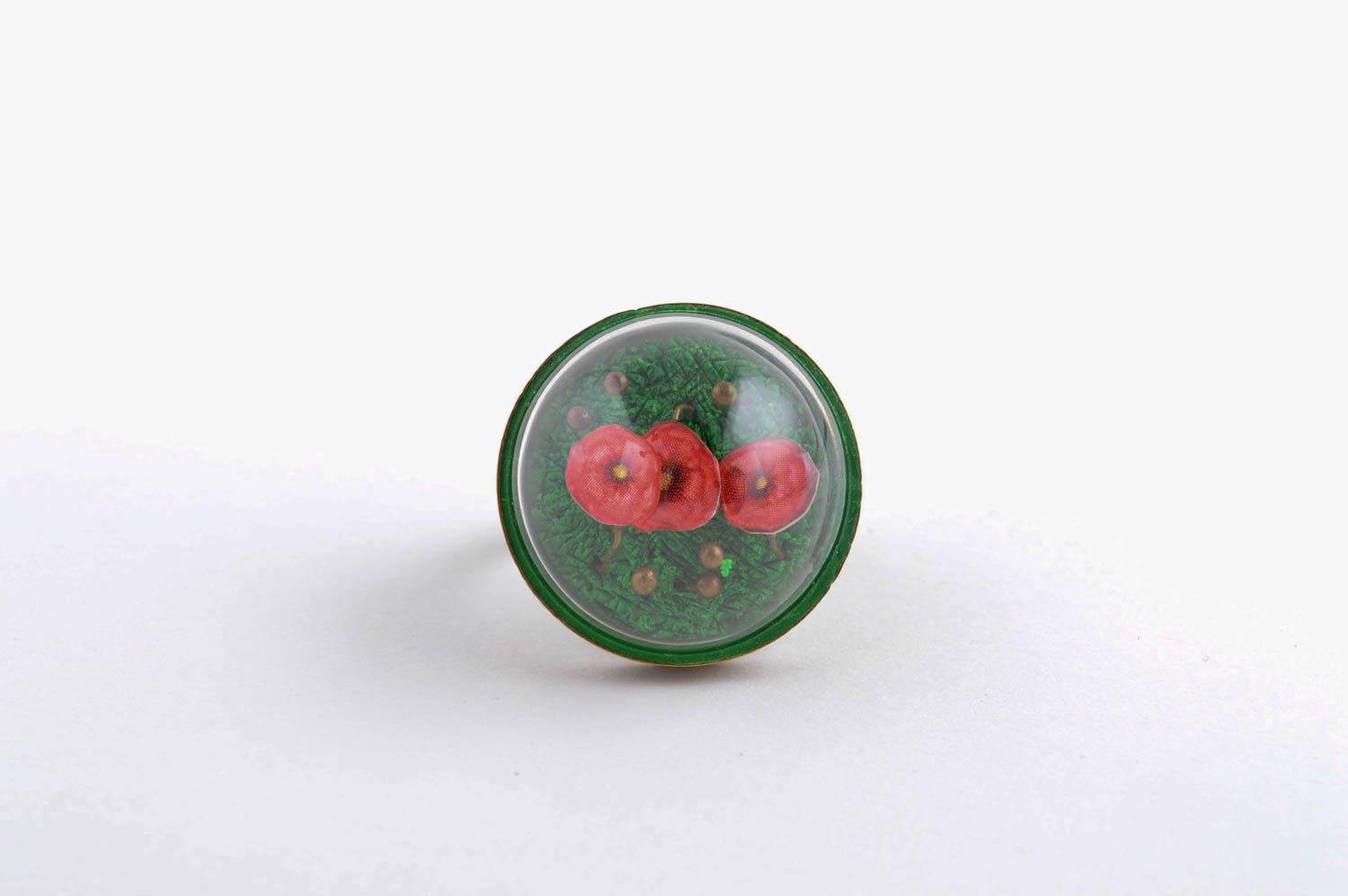 Зеленое красивое кольцо ручной работы необычное кольцо элитная бижутерия фото 2