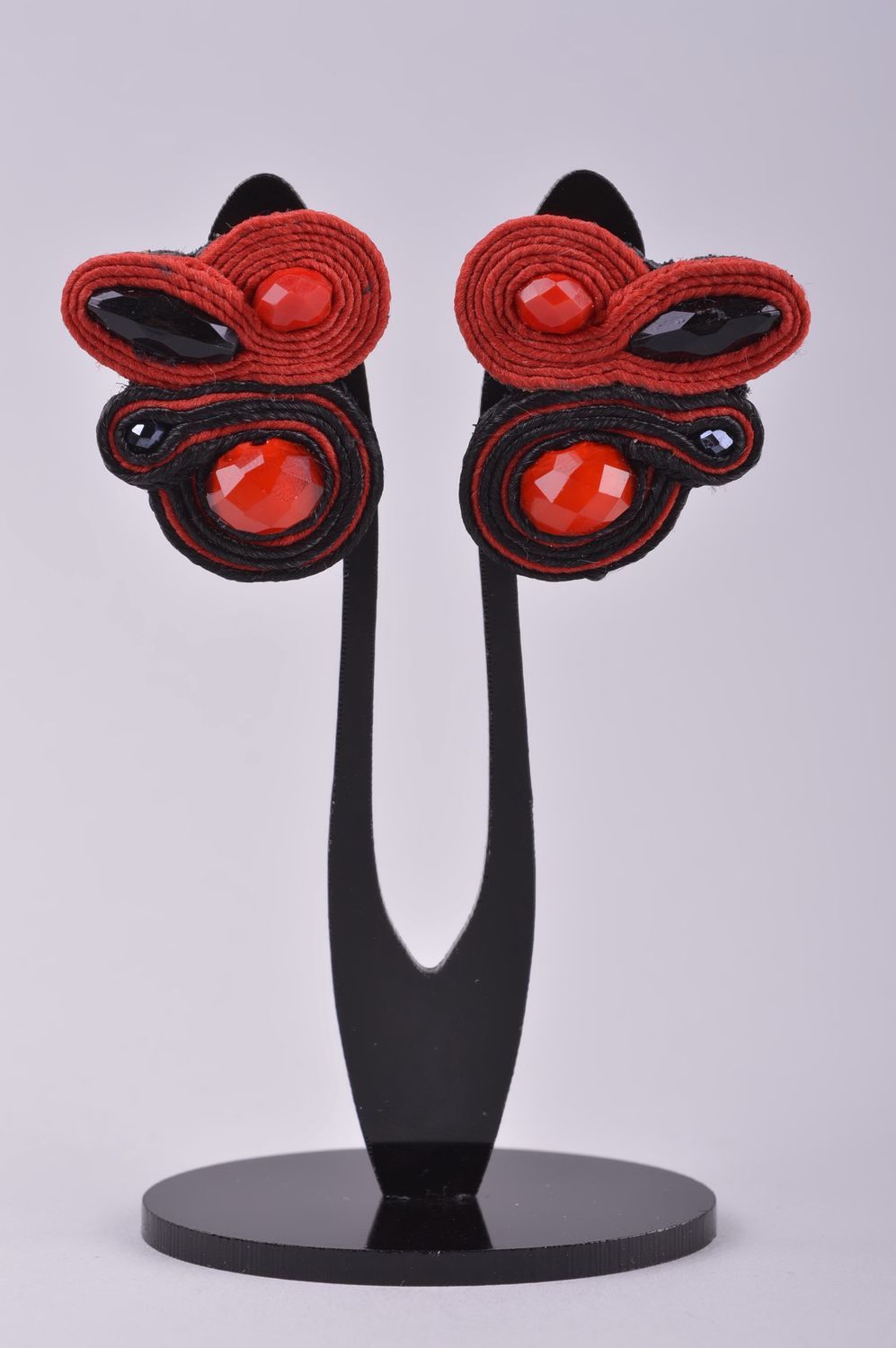 Handgemachte Ohrringe ungewöhnlicher Mode Schmuck schöne Soutache Ohrringe foto 2