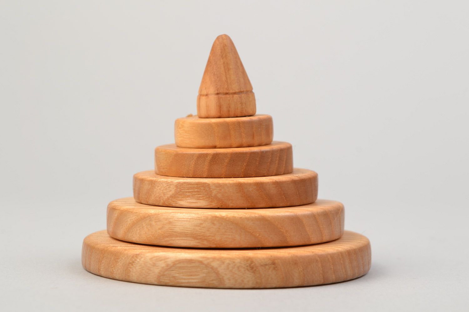 Children's educational toy pyramid hand made of ash tree wood photo 1