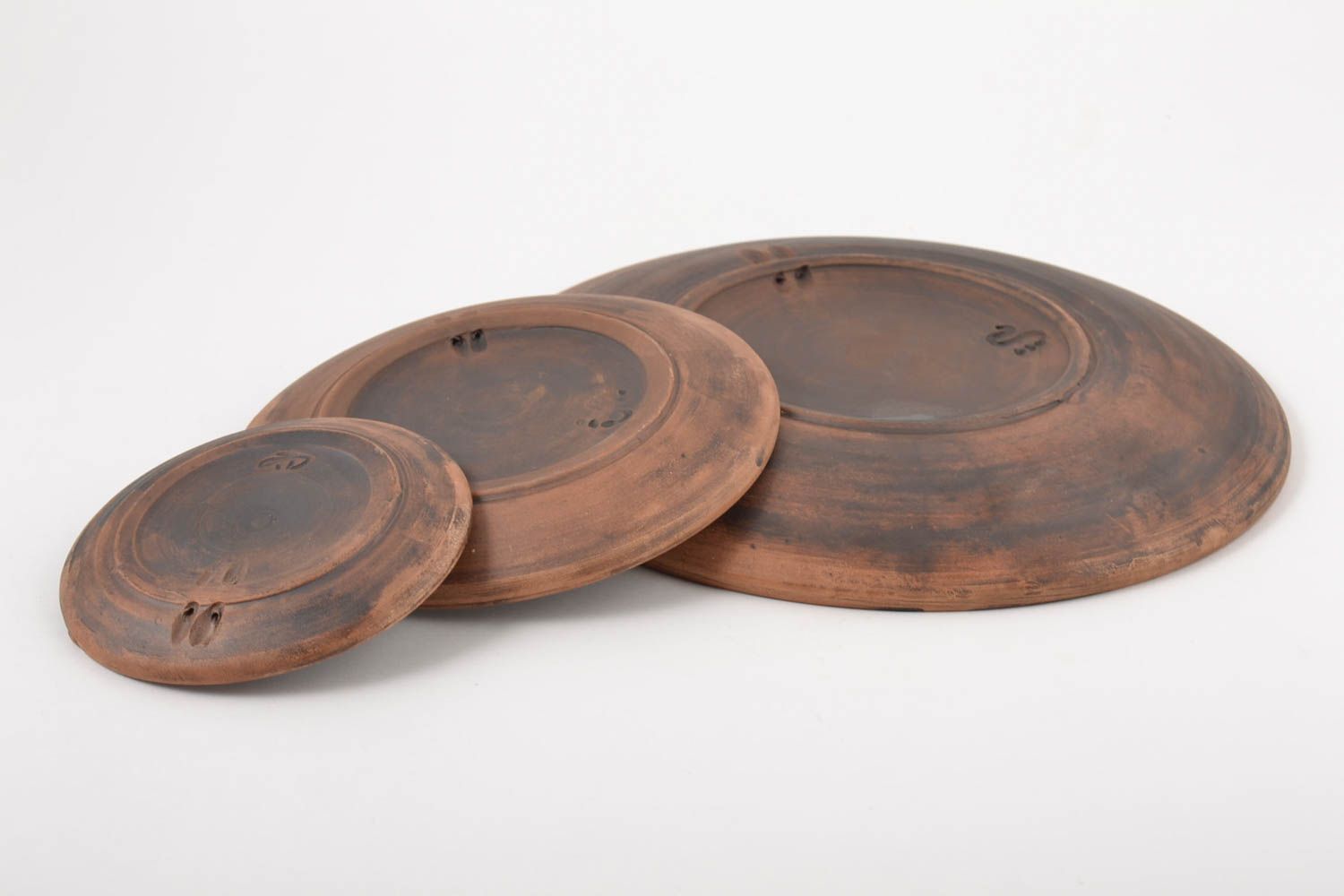 Посуда из керамики тарелки ручной работы глиняные тарелки набор три штуки фото 4
