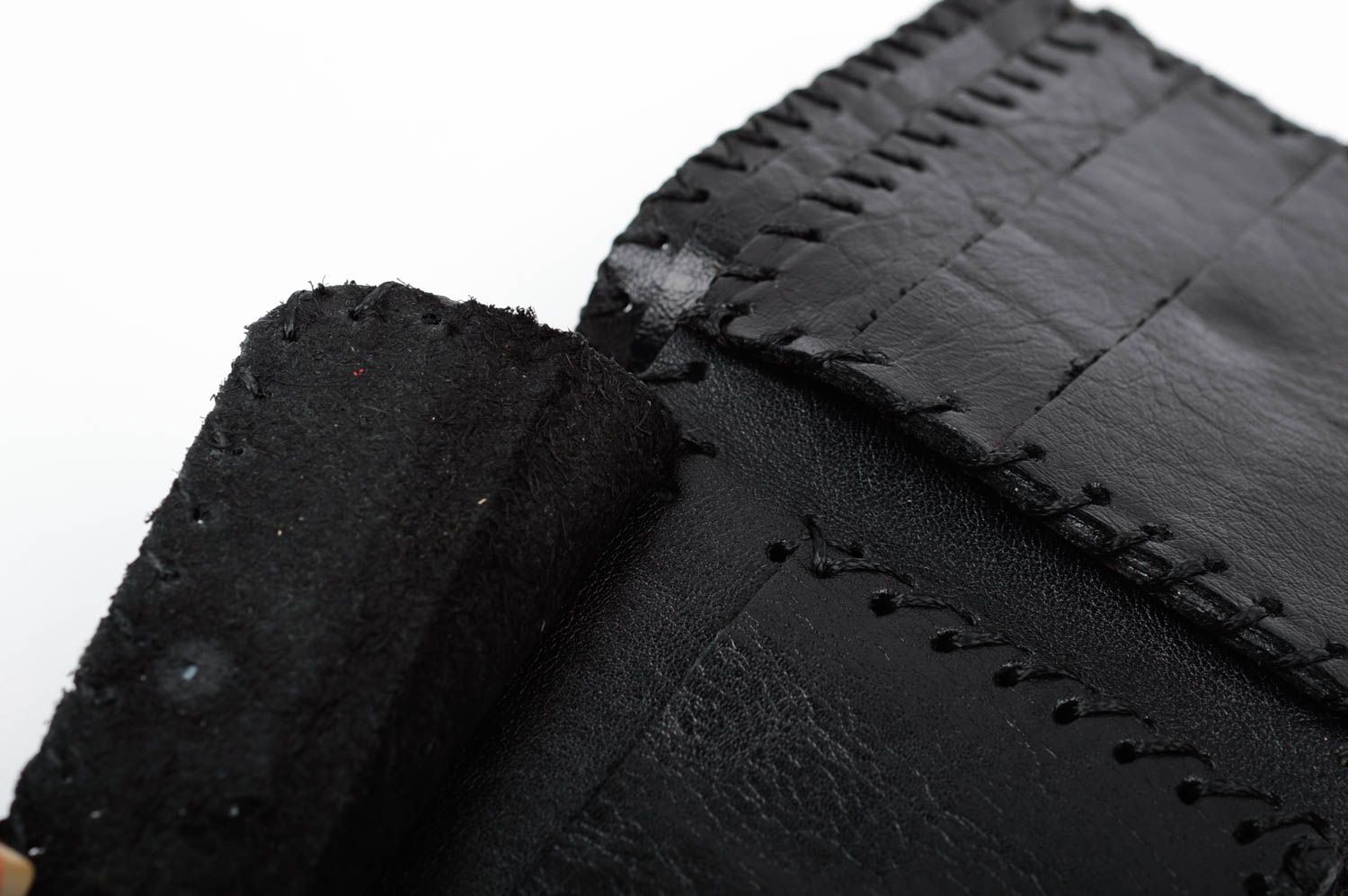 Portefeuille en cuir Maroquinerie fait main Cadeau original noir pour homme photo 3