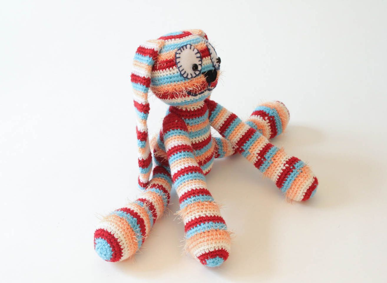 Knitted toy Striped Rabbit photo 1