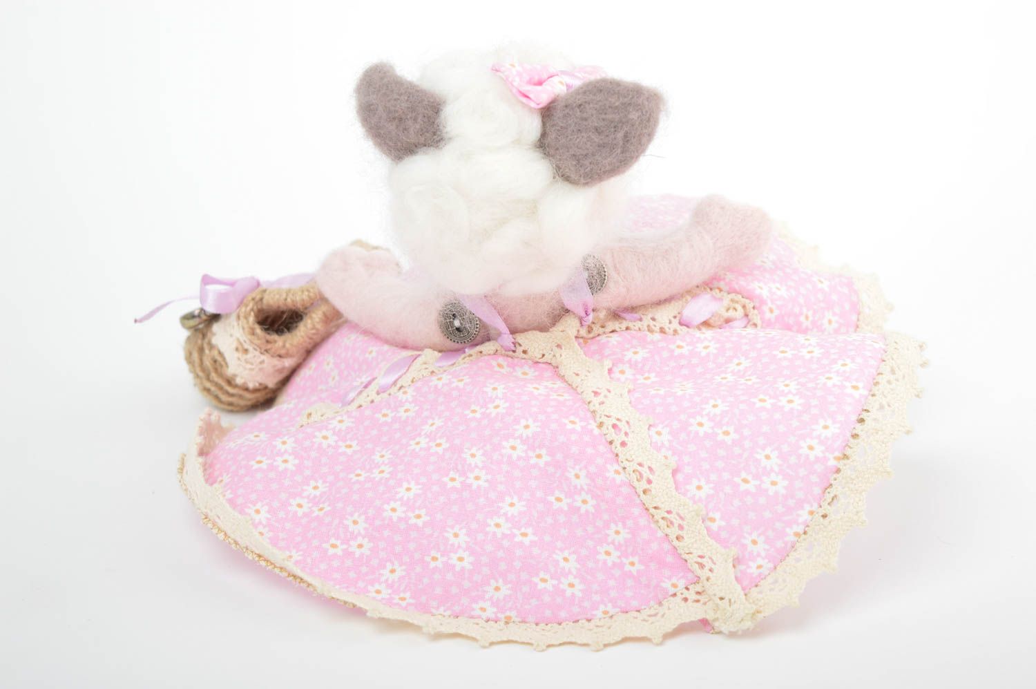 Handmade Filz Tier Schaf Spielzeug Prinzessin Deko Idee Haus aus Wolle  foto 2