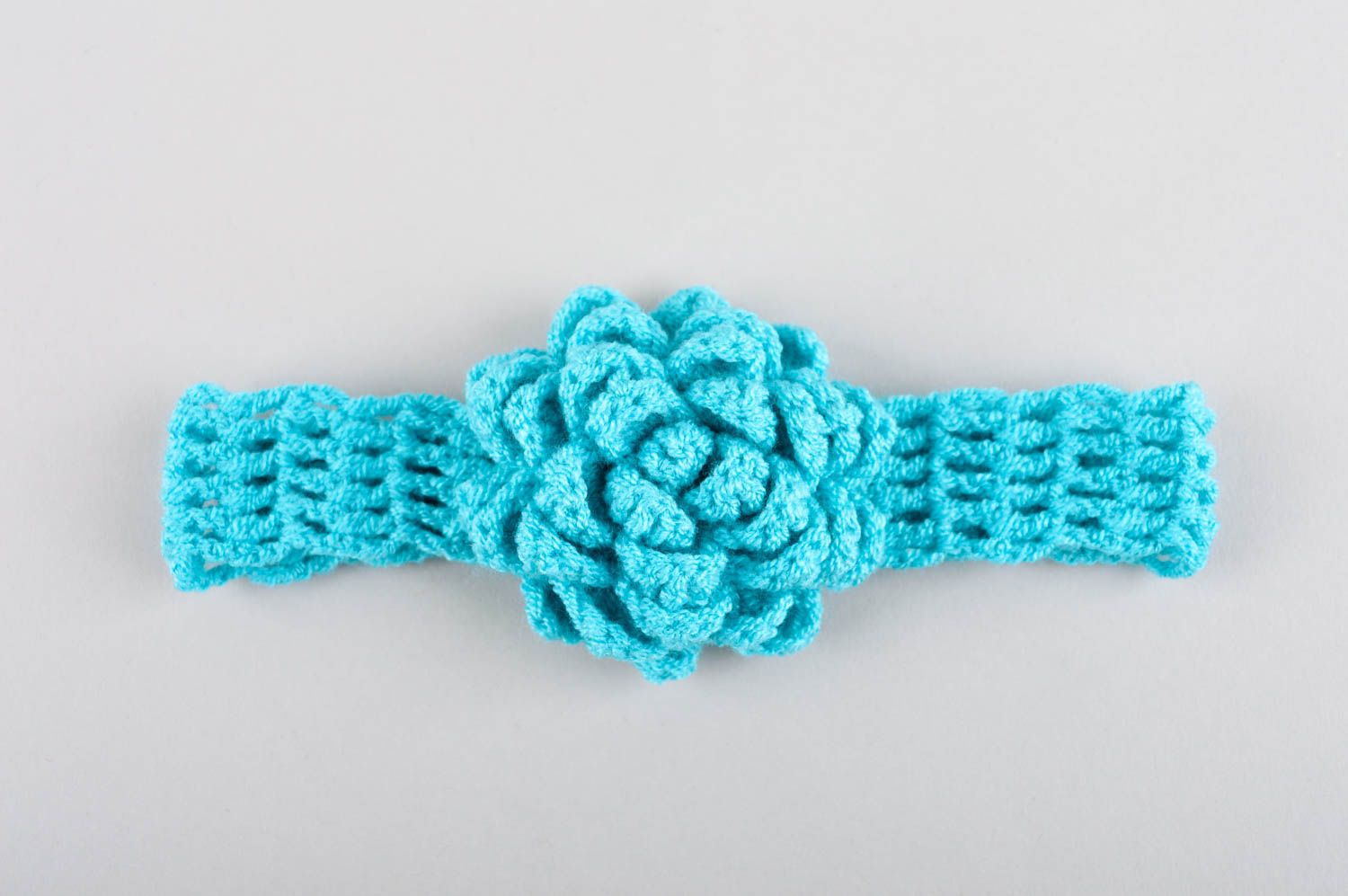 Повязка на голову ручной работы голубая повязка для девочки детская повязка фото 4