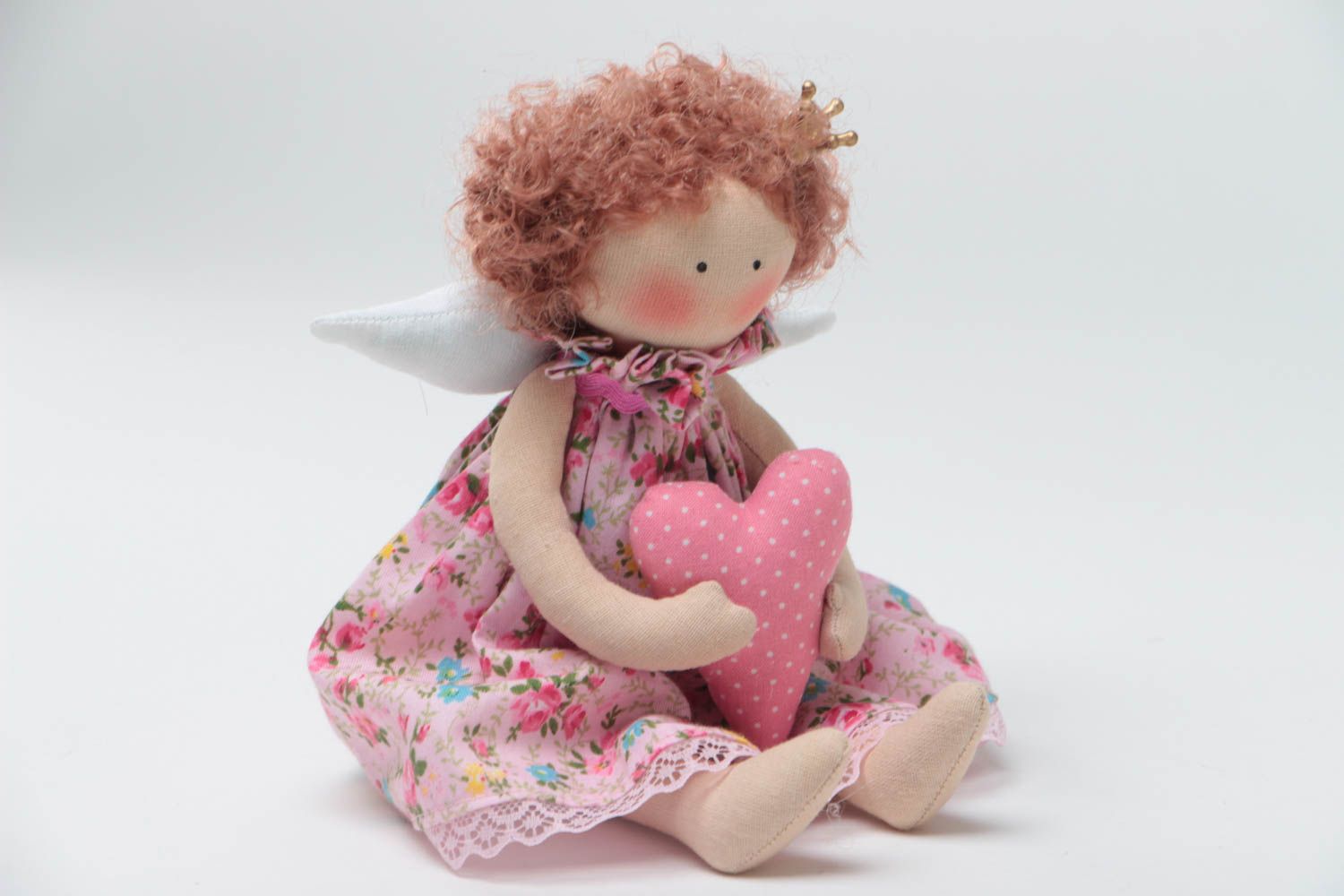 Muñeca hecha a mano de tela coleccionable para niños y casa foto 2