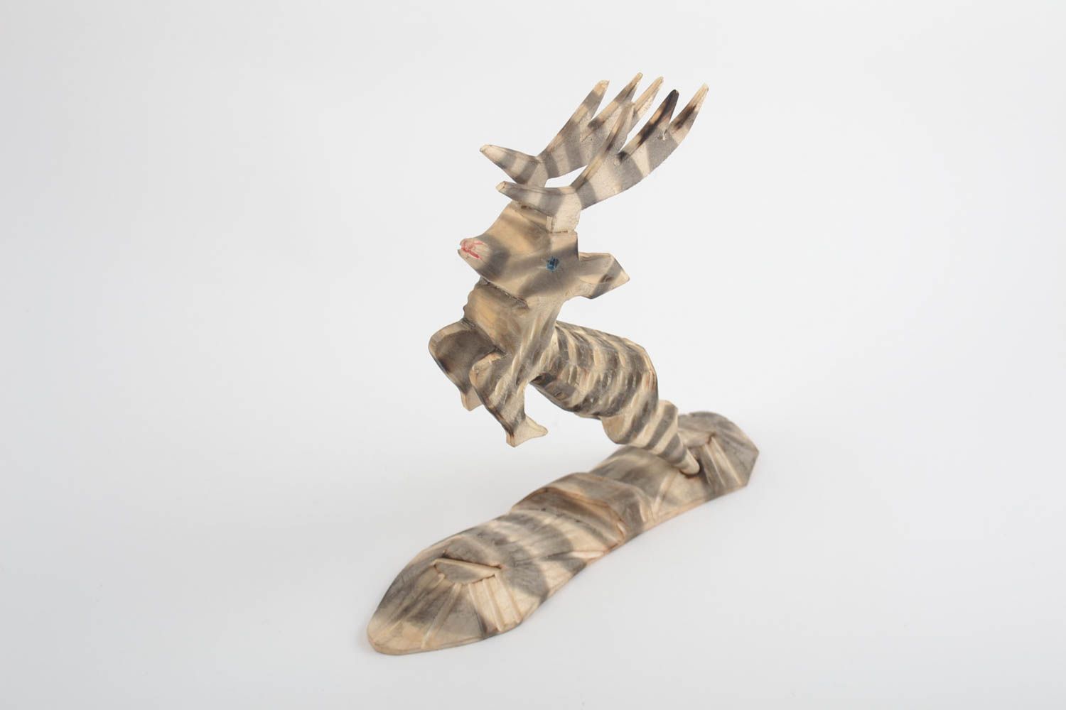 Statuette renne en bois faite main sculptée originale décorative de collection photo 3