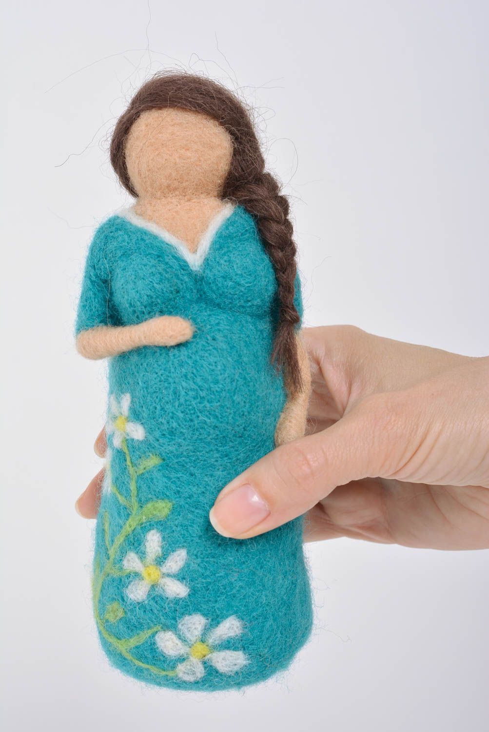 Handmade collectible felted wool statuette woolen toy for home decor photo 4