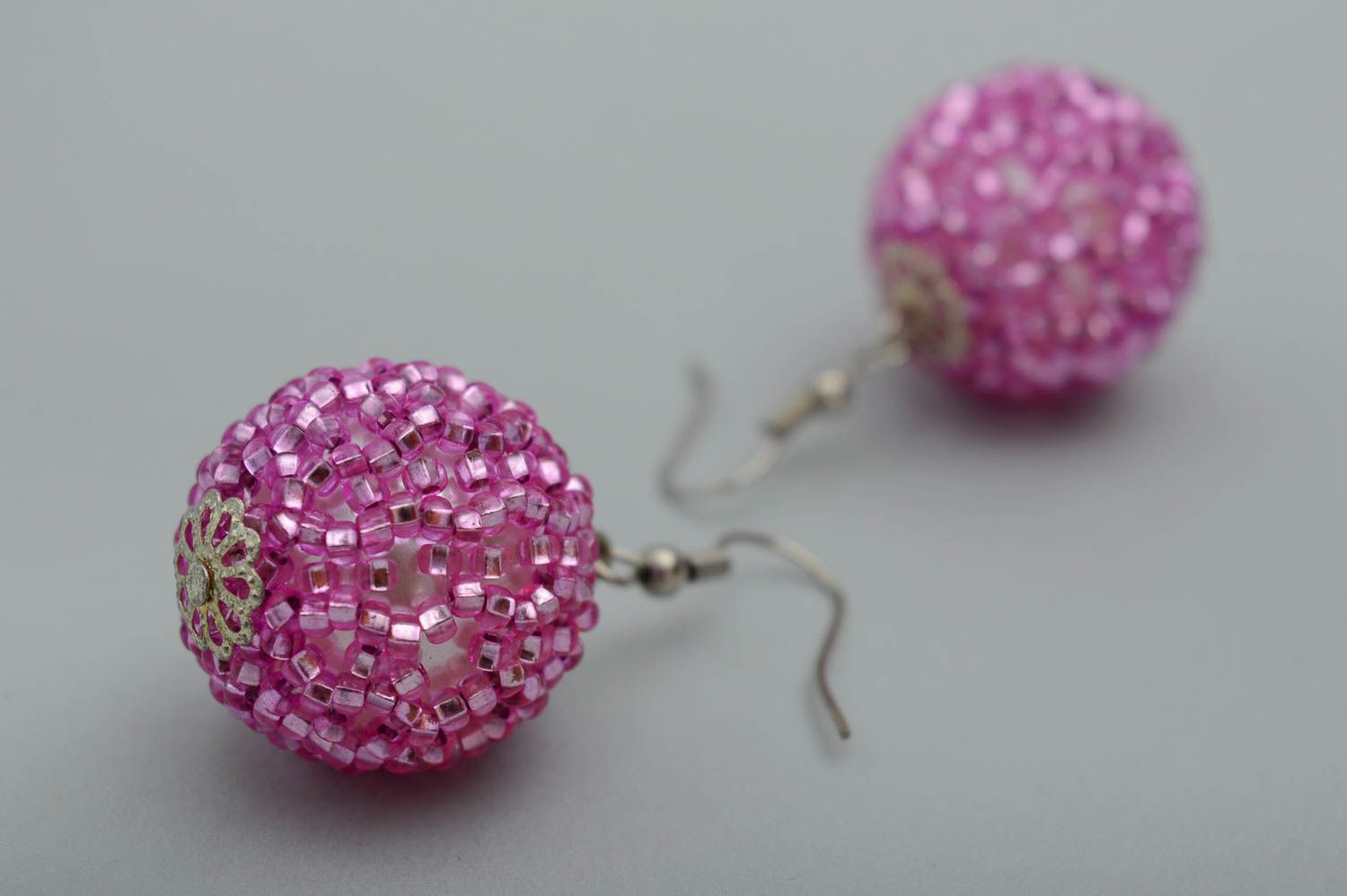 Handmade Rocailles Schmuck Modeschmuck Ohrringe Damen Accessoire schön rosa foto 4