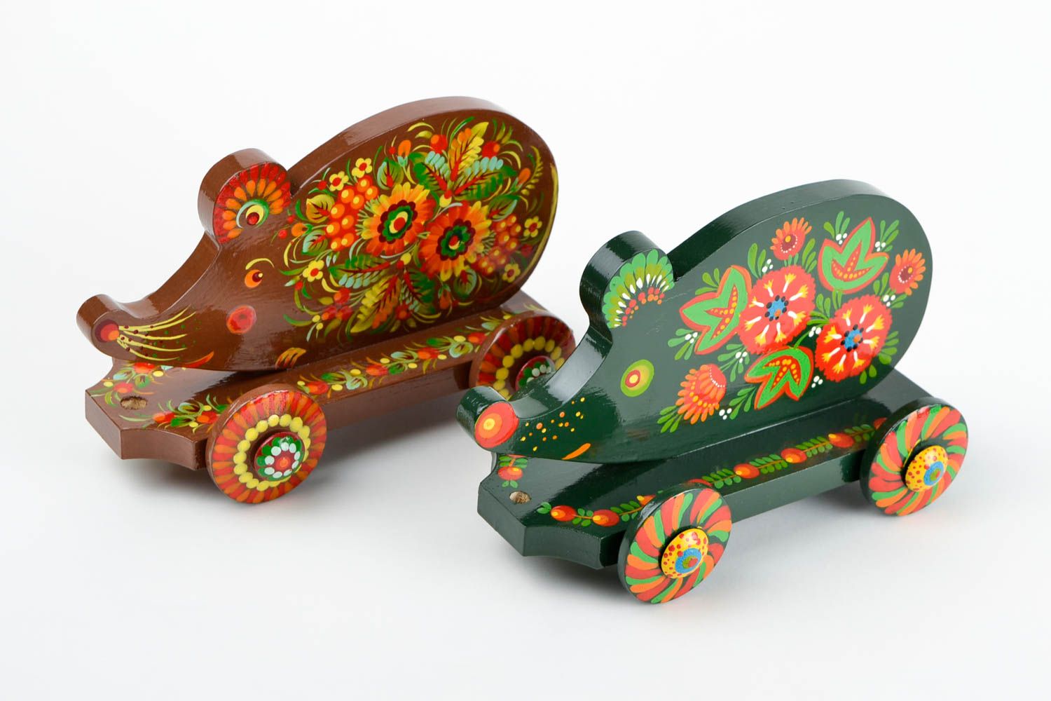 Игрушки ручной работы игрушки из дерева детские игрушки две мышки с орнаментом фото 3