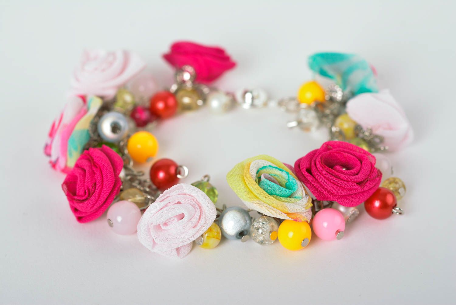 Handmade designer bracelet unusual beaded jewelry flower wrist bracelet photo 1