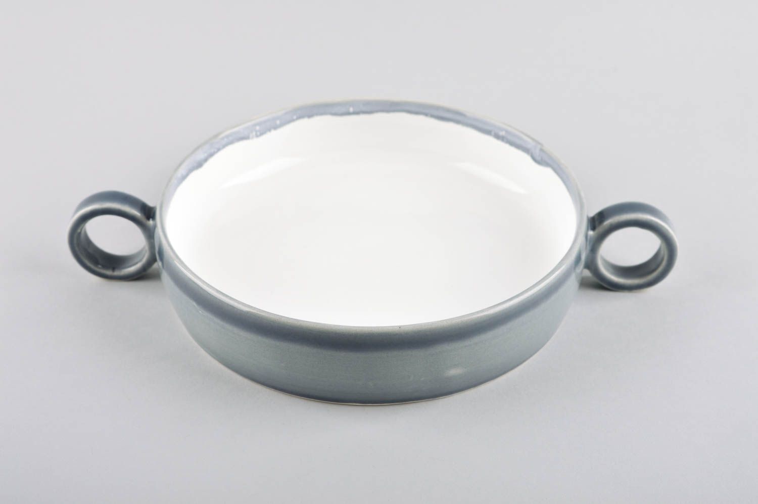 Керамический сотейник ручной работы посуда для кухни глиняная посуда серый фото 2