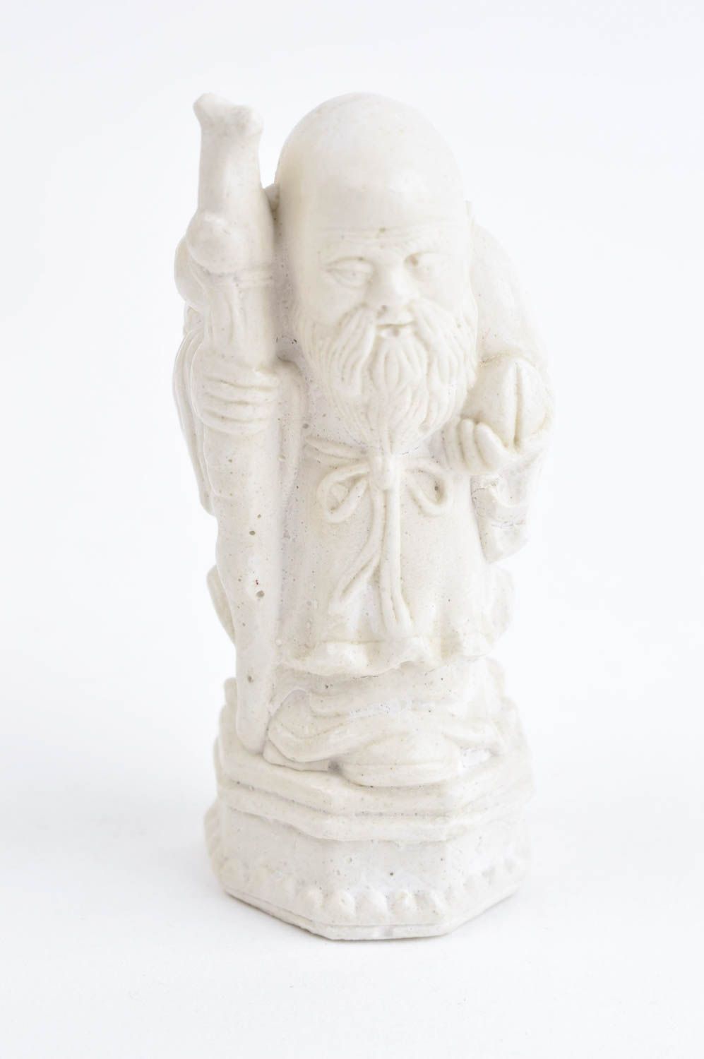 Декор для дома ручной работы гипсовая статуэтка элемент декора Китаец с посохом фото 2