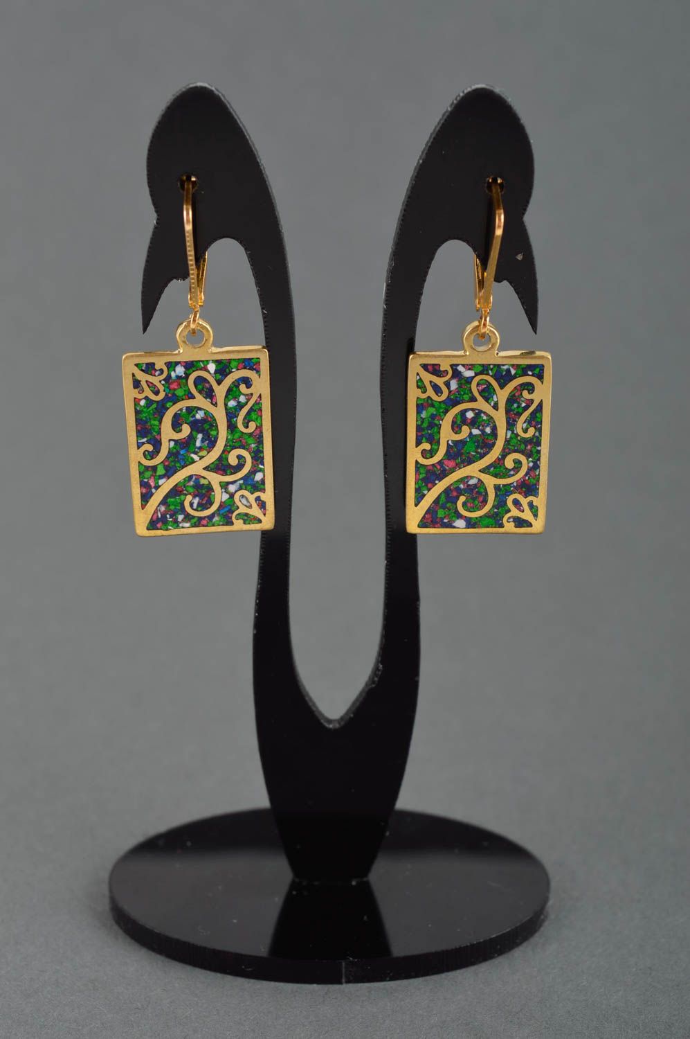 Handmade brass female earrings unusual dangling earrings stylish jewelry photo 1