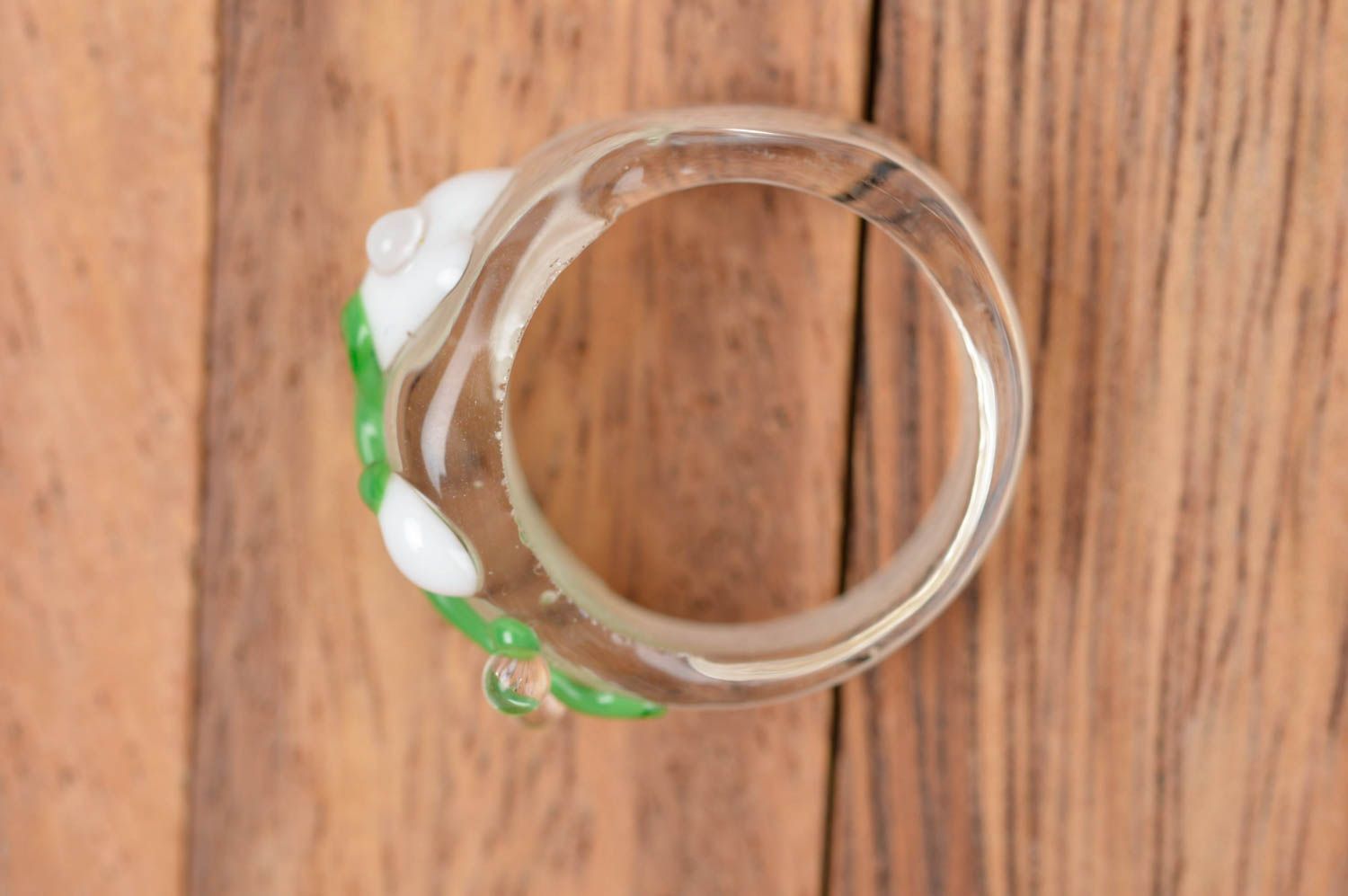 Кольцо ручной работы кольцо из стекла дизайнерское украшение подснежники фото 3
