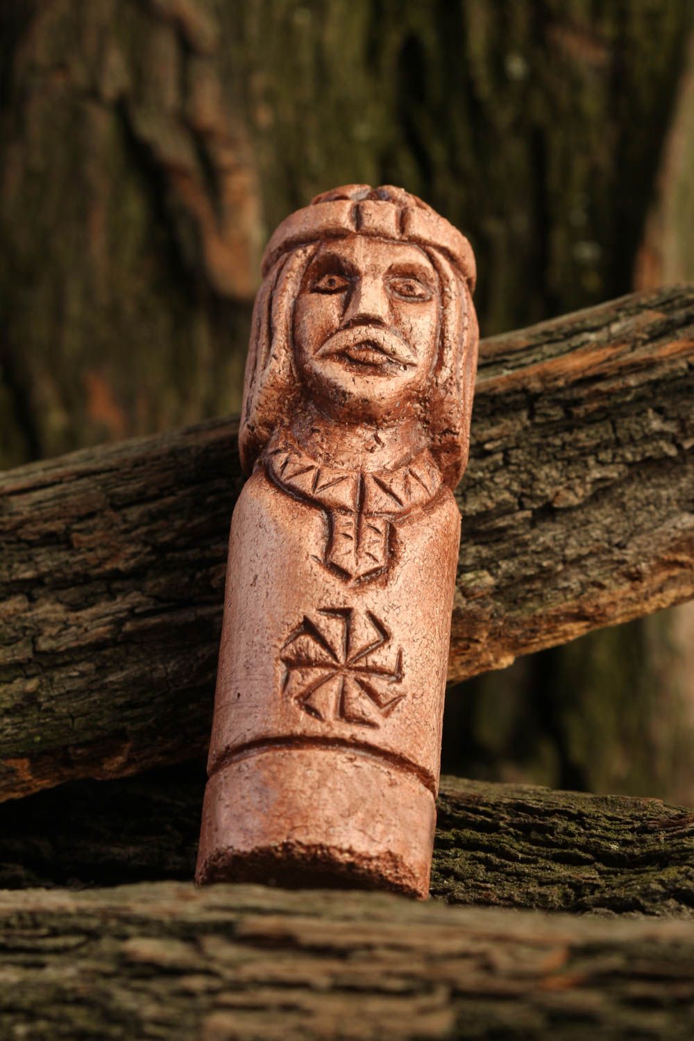Handmade Slavic amulet unusual home decor decorative use only clay statuette photo 1